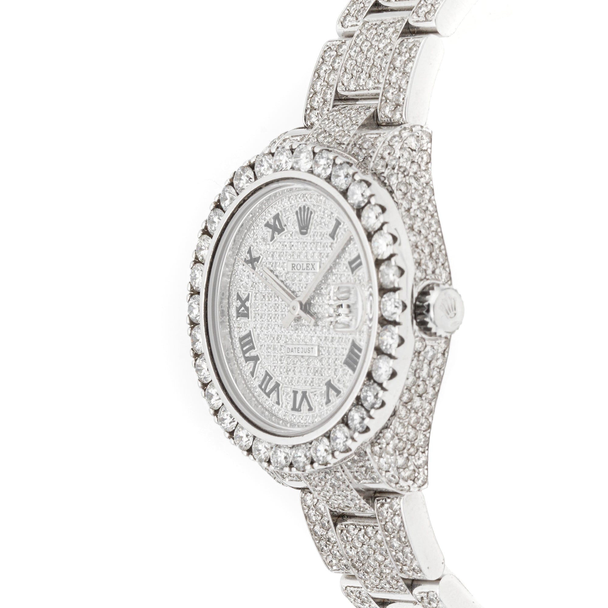Rolex Datejust 31 mm White Gold & Stainless Steel 178274 Pave Diamond  Dial | Roman Numerals hour markers, | Full Pave Diamond