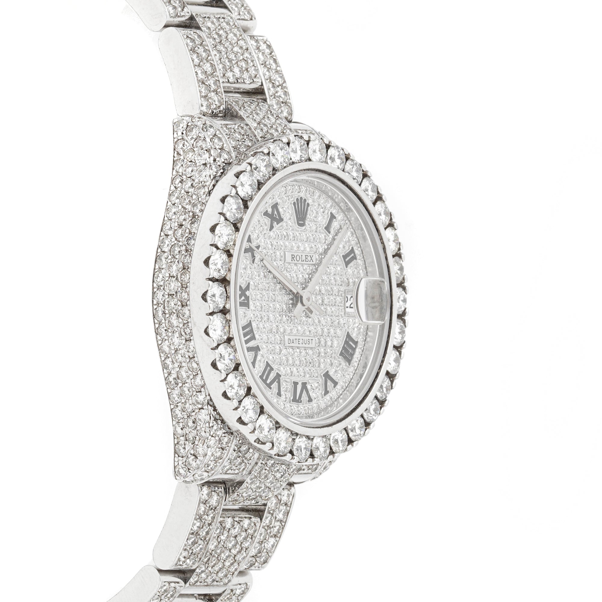 Rolex Datejust 31 mm White Gold & Stainless Steel 178274 Pave Diamond  Dial | Roman Numerals hour markers, | Full Pave Diamond