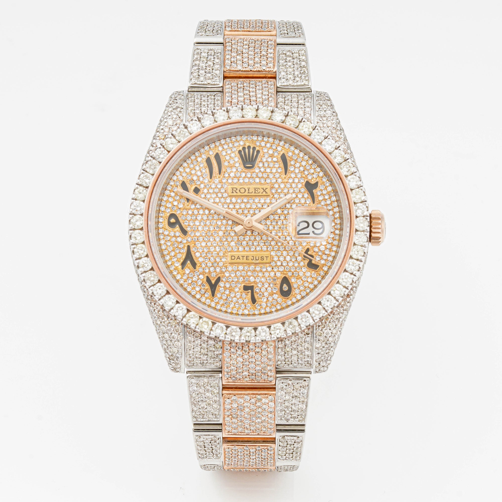 Rolex Datejust  41mm Stainless Steel & Rose Gold 126331 Pave Diamond  Dial | Arabic Script hour markers | Full Pave Diamonds
