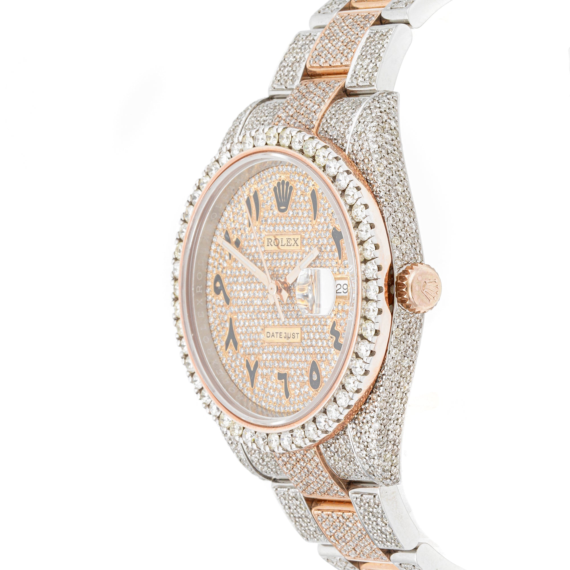 Rolex Datejust  41mm Stainless Steel & Rose Gold 126331 Pave Diamond  Dial | Arabic Script hour markers | Full Pave Diamonds
