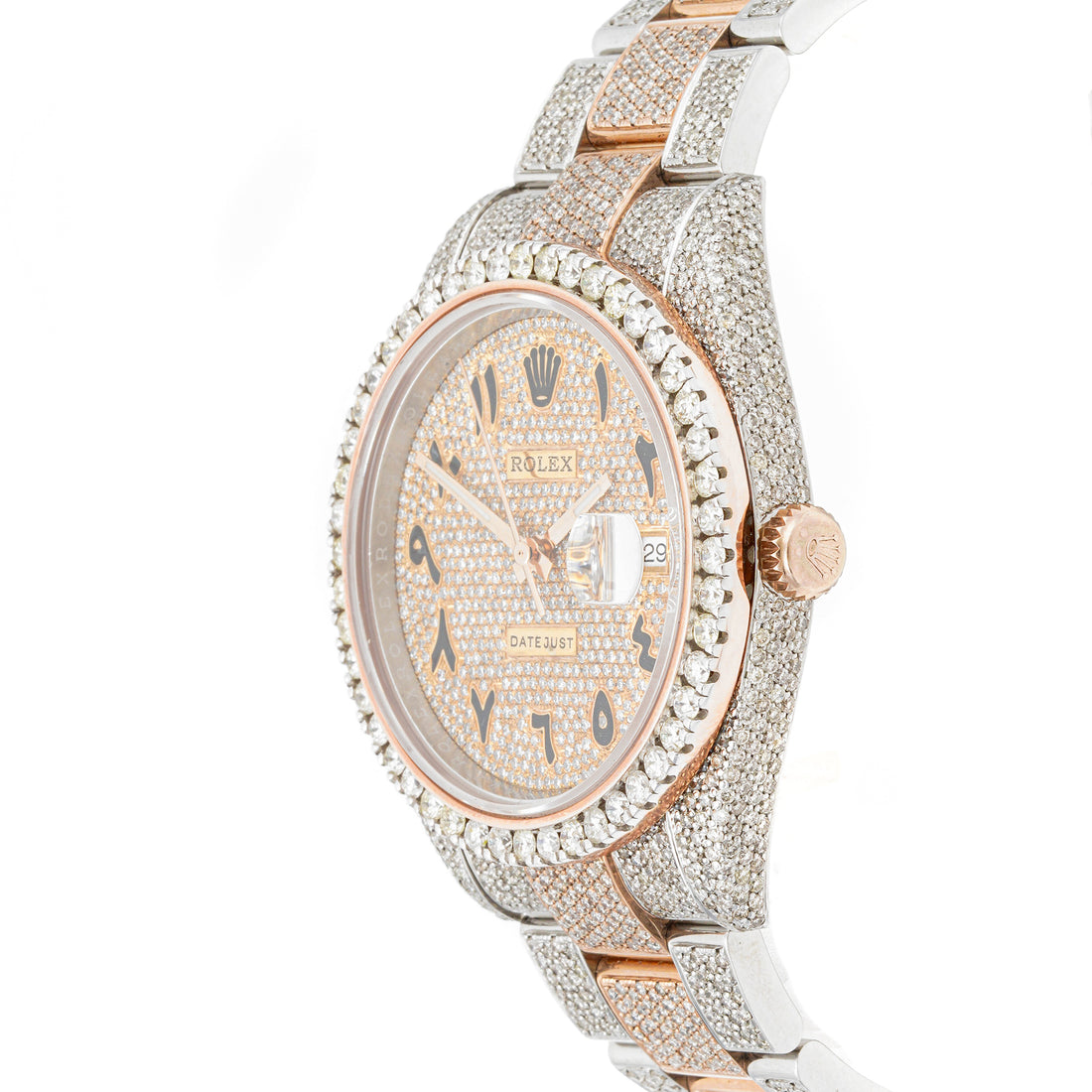 Rolex Datejust  41mm Stainless Steel & Rose Gold 126331 Pave Diamond  Dial | Arabic Script hour markers | Full Pave Diamonds