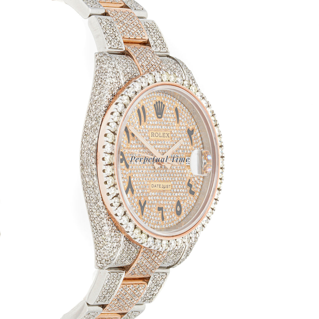 Rolex Datejust  41mm Stainless Steel & Rose Gold 126331 Pave Diamond  Dial | Arabic Script hour markers | Full Pave Diamonds