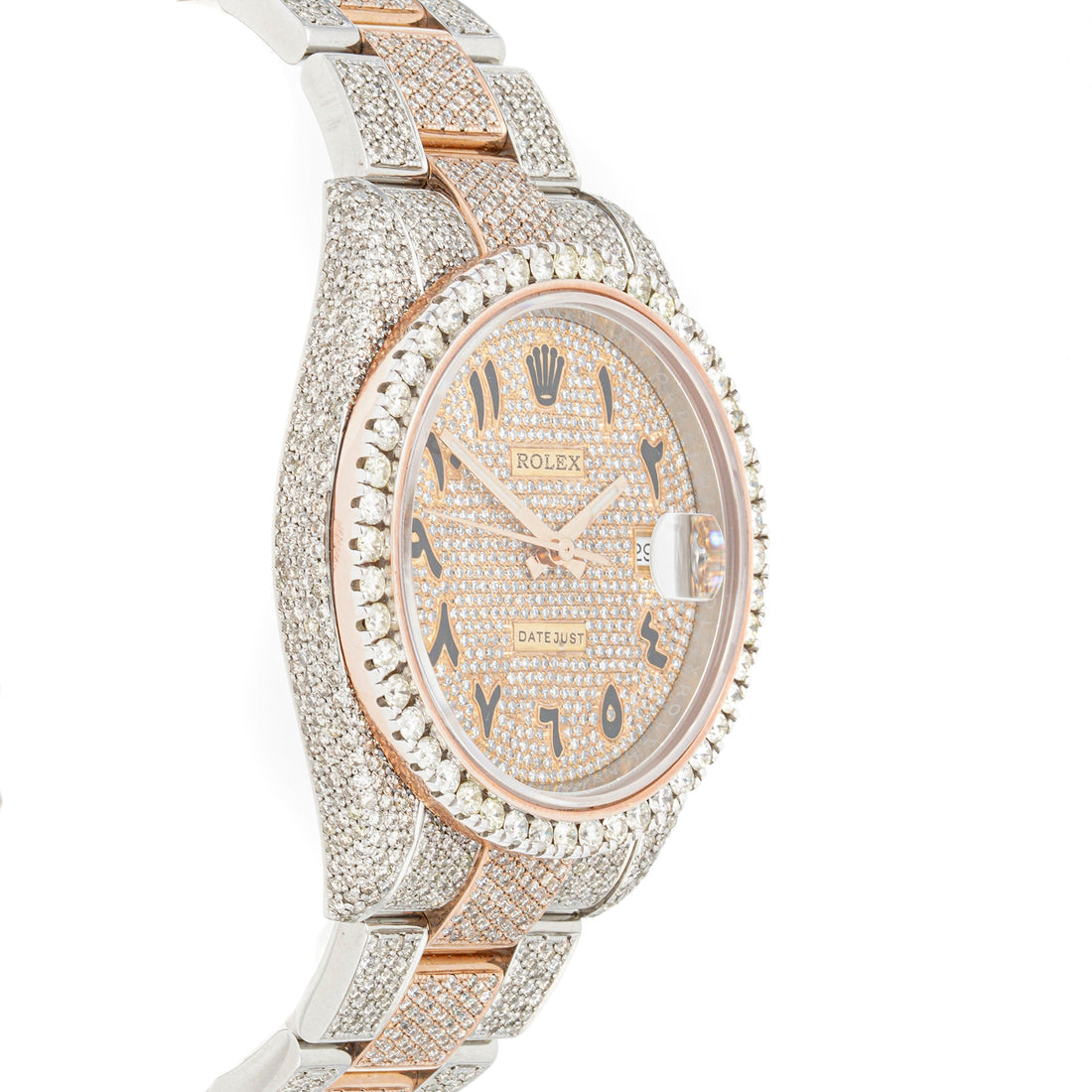 Rolex Datejust  41mm Stainless Steel & Rose Gold 126331 Pave Diamond  Dial | Arabic Script hour markers | Full Pave Diamonds