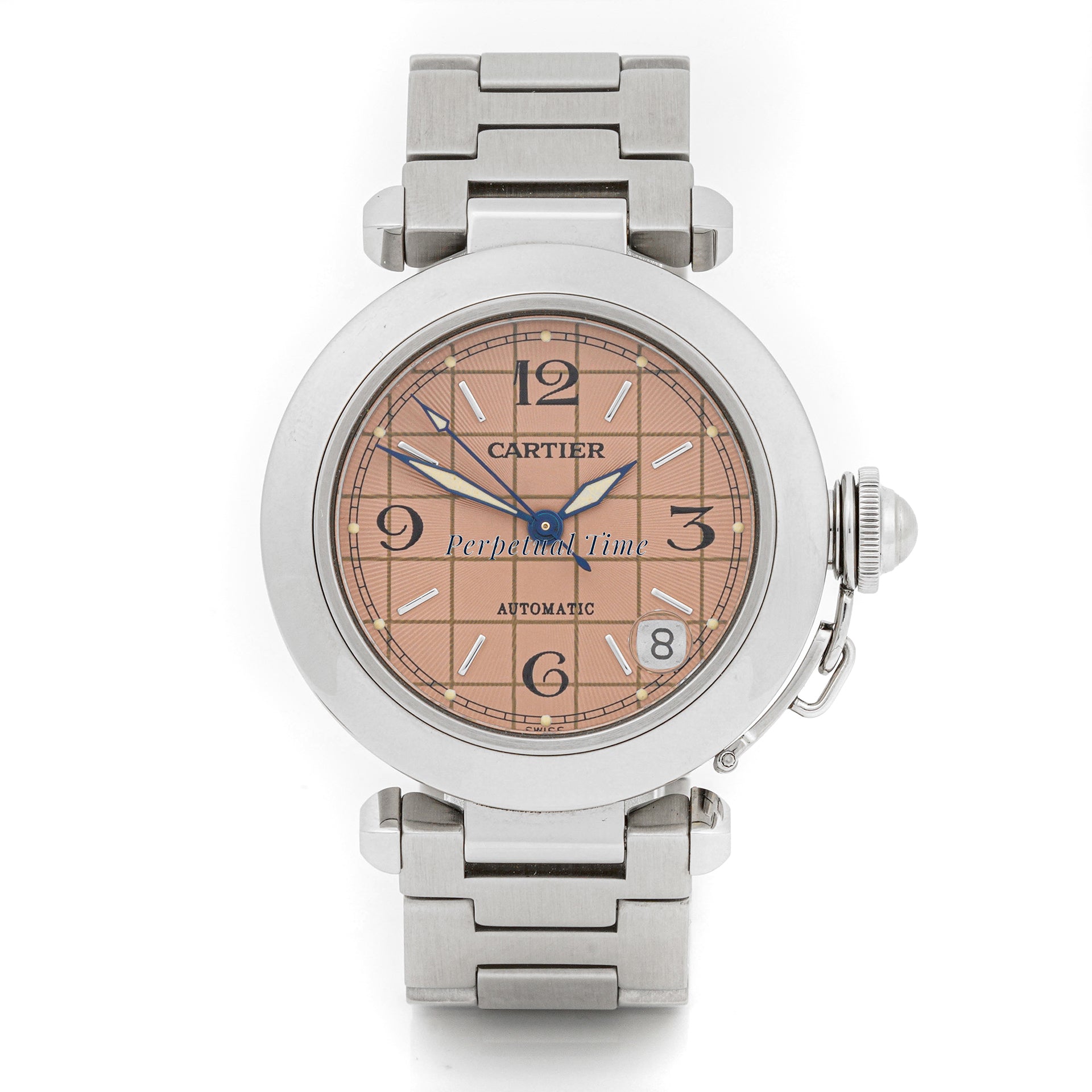 Cartier Pasha 35 mm Stainless Steel 2324 Pink Dial | Arabic Numerals hour markers