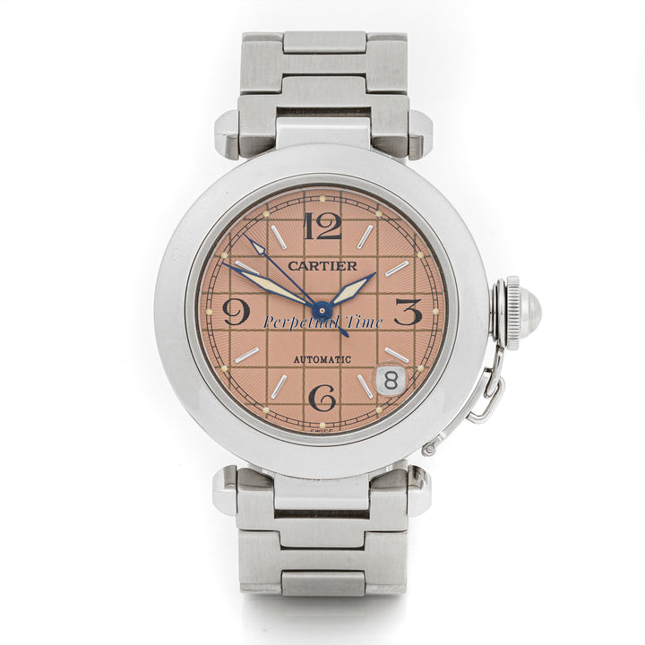 Cartier Pasha 35 mm Stainless Steel 2324 Pink Dial | Arabic Numerals hour markers