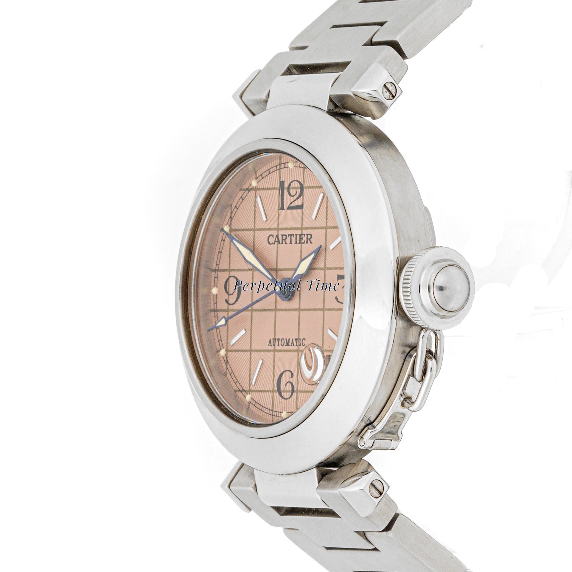 Cartier Pasha 35 mm Stainless Steel 2324 Pink Dial | Arabic Numerals hour markers
