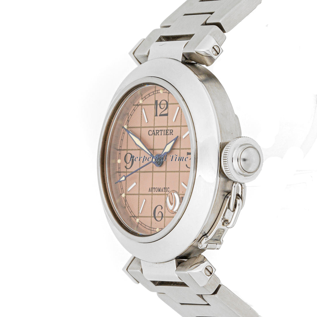 Cartier Pasha 35 mm Stainless Steel 2324 Pink Dial | Arabic Numerals hour markers
