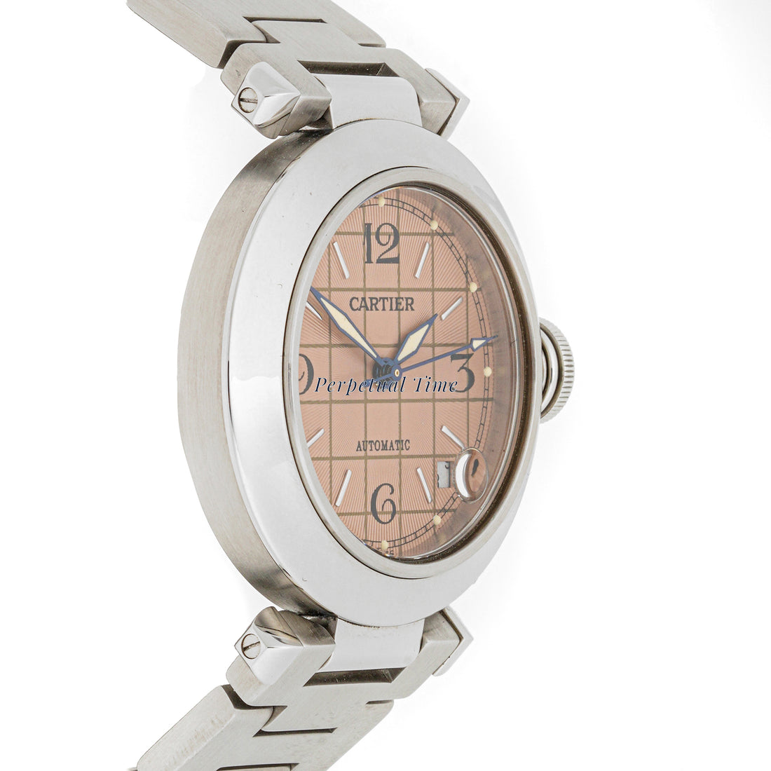 Cartier Pasha 35 mm Stainless Steel 2324 Pink Dial | Arabic Numerals hour markers