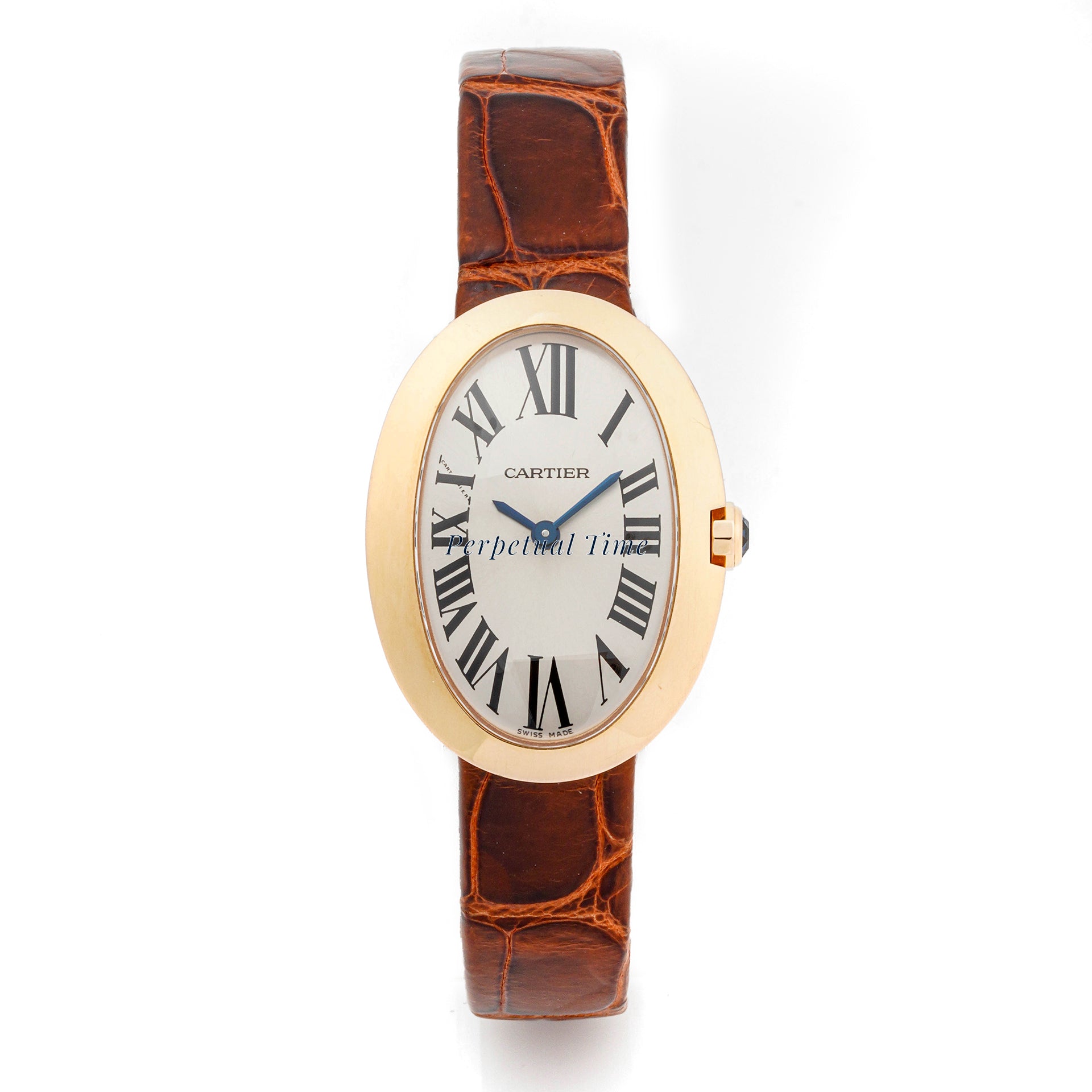 Cartier Baignoire 23 x 31 mm Rose Gold 3064 Silver Dial | Roman Numerals hour markers,