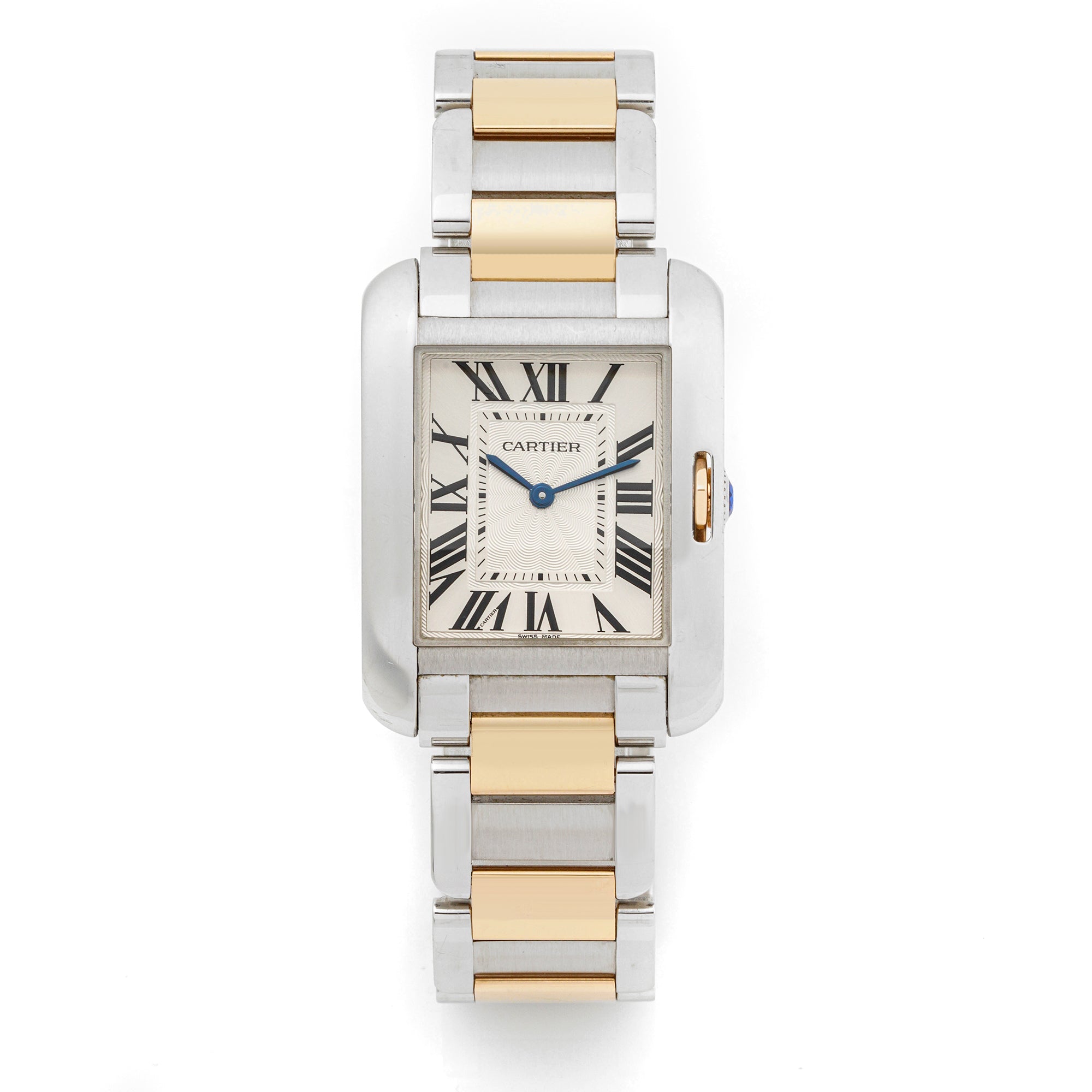 Cartier Tank Anglaise 26 x 34 mm Stainless Steel 3704 Silver Dial | Roman Numerals hour markers, Smooth bezel