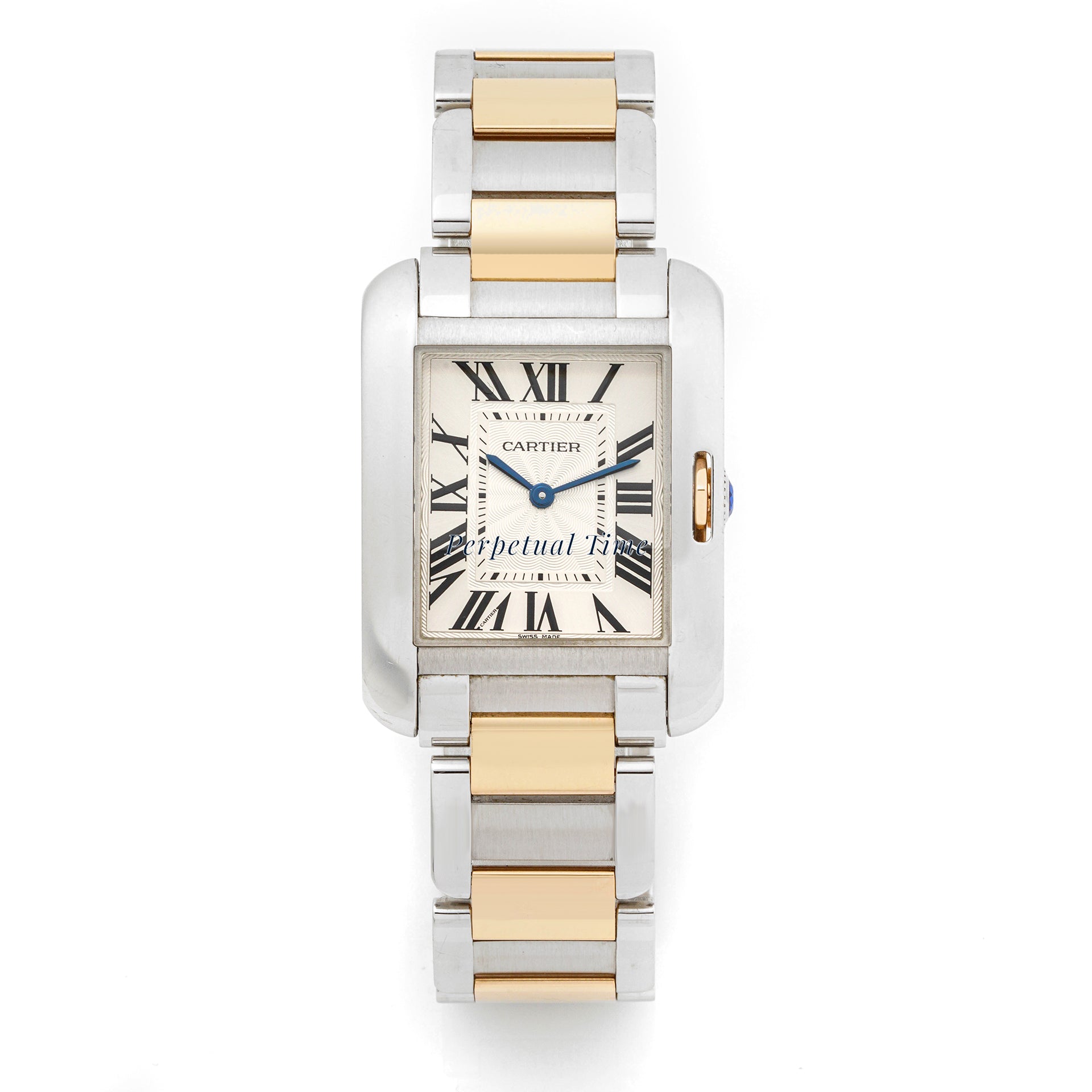 Cartier Tank Anglaise 26 x 34 mm Stainless Steel 3704 Silver Dial | Roman Numerals hour markers, Smooth bezel