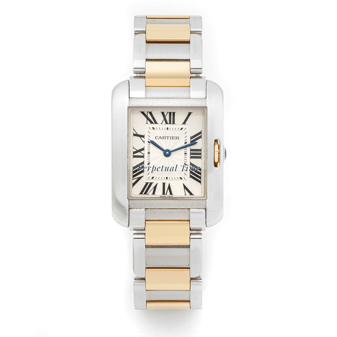 Cartier Tank Anglaise 26 x 34 mm Stainless Steel 3704 Silver Dial | Roman Numerals hour markers, Smooth bezel