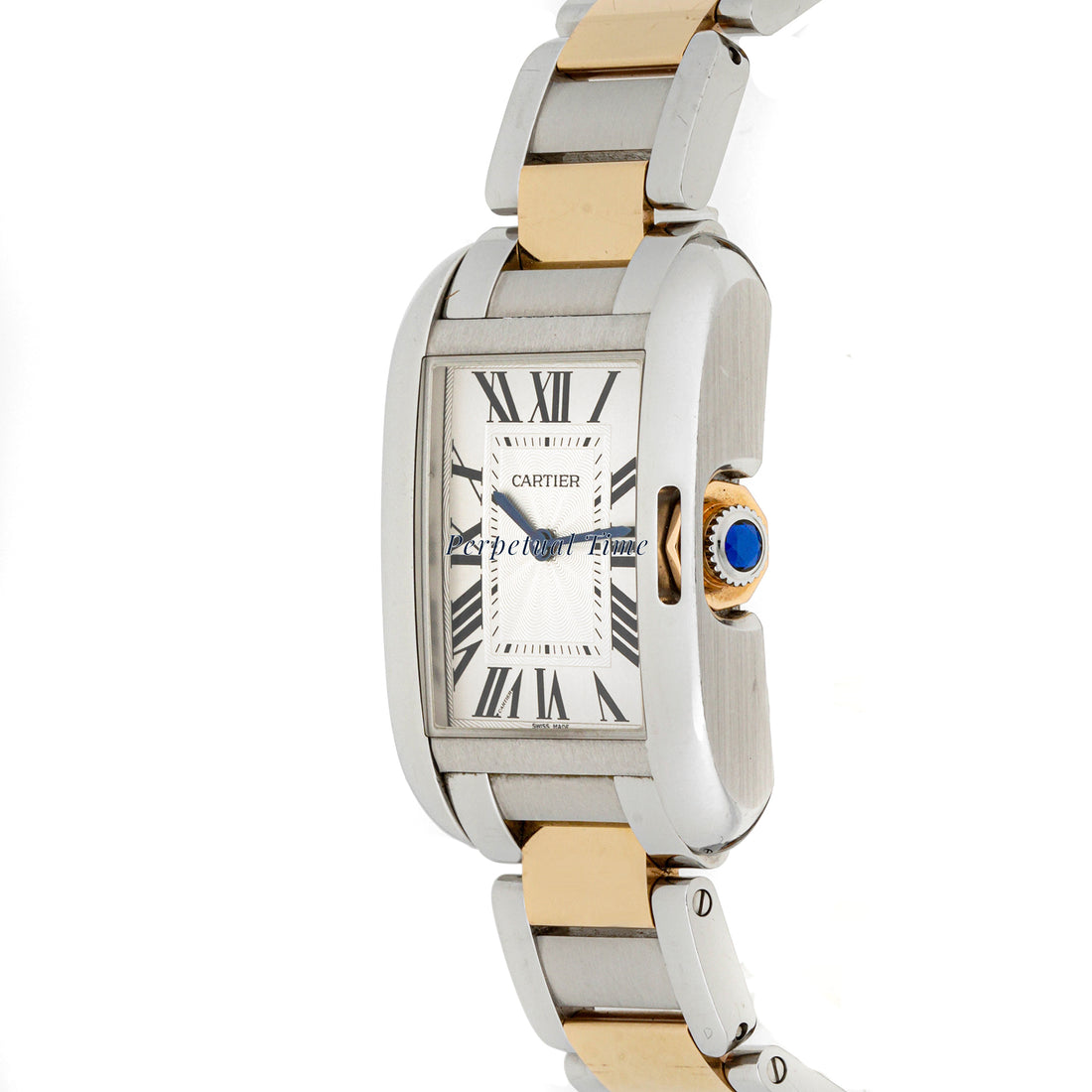 Cartier Tank Anglaise 26 x 34 mm Stainless Steel 3704 Silver Dial | Roman Numerals hour markers, Smooth bezel