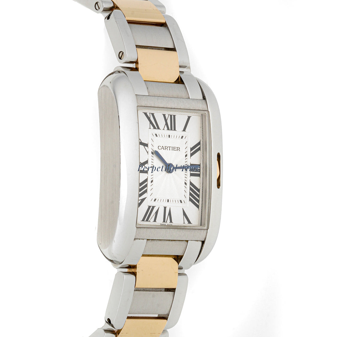 Cartier Tank Anglaise 26 x 34 mm Stainless Steel 3704 Silver Dial | Roman Numerals hour markers, Smooth bezel