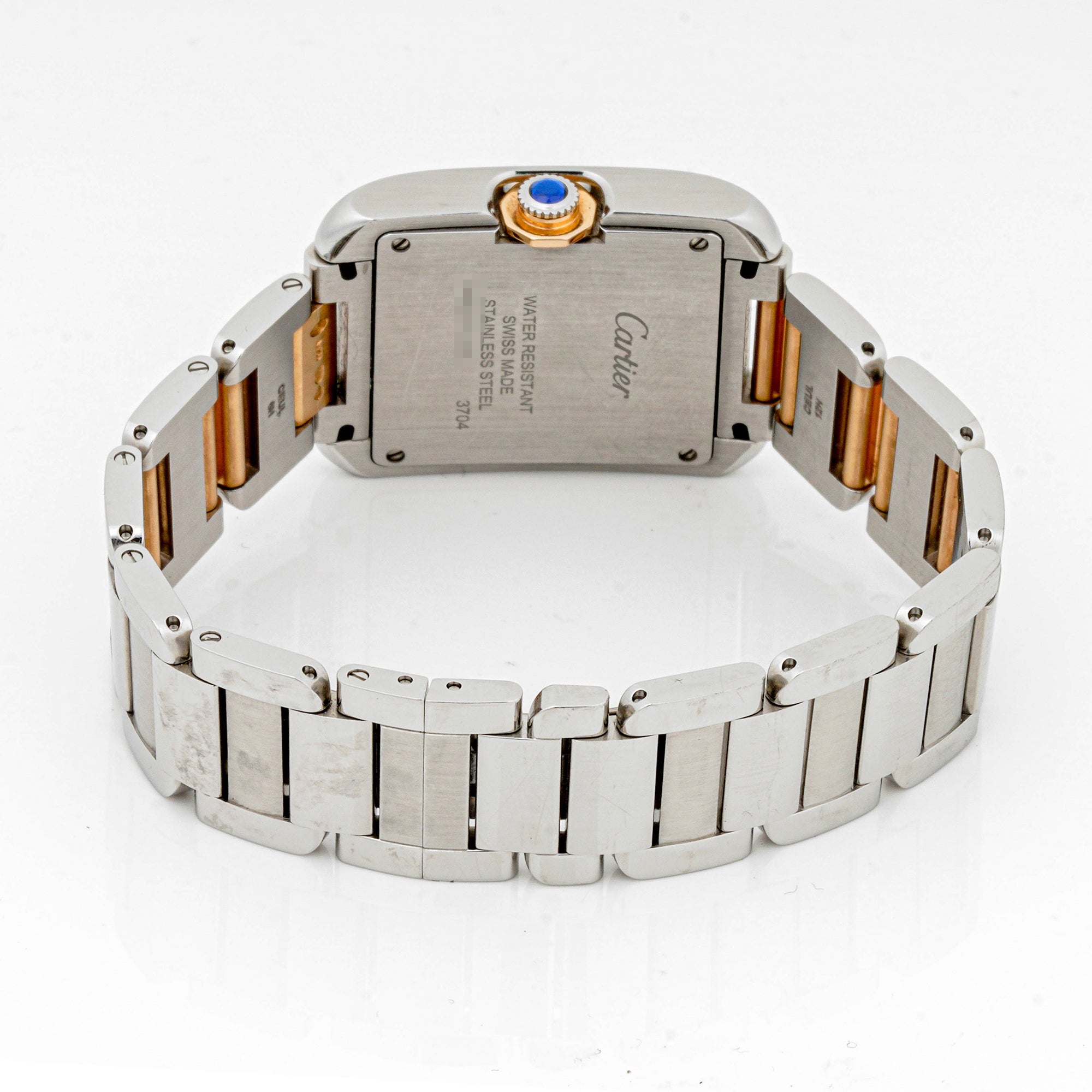 Cartier Tank Anglaise 26 x 34 mm Stainless Steel 3704 Silver Dial | Roman Numerals hour markers, Smooth bezel