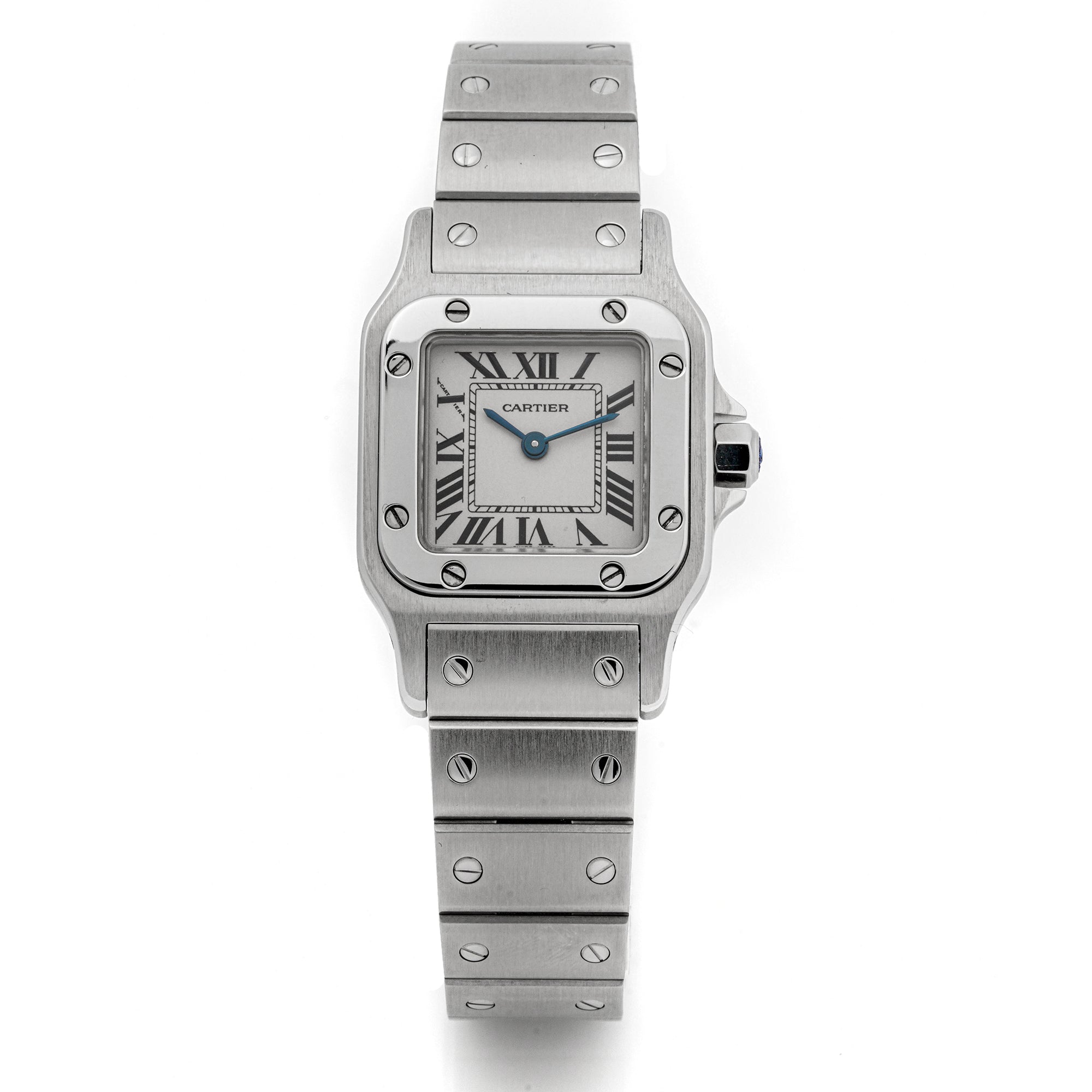 Cartier Santos Galbée 24 mm Stainless Steel 1565 Off-white  Dial | Roman Numerals hour markers, Screw Set bezel