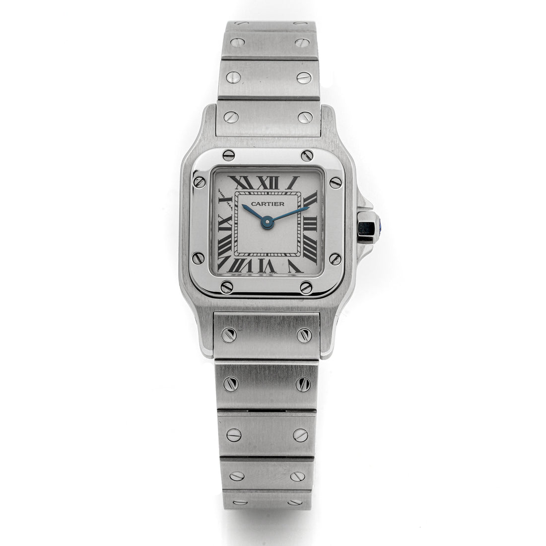 Cartier Santos Galbée 24 mm Stainless Steel 1565 Off-white  Dial | Roman Numerals hour markers, Screw Set bezel
