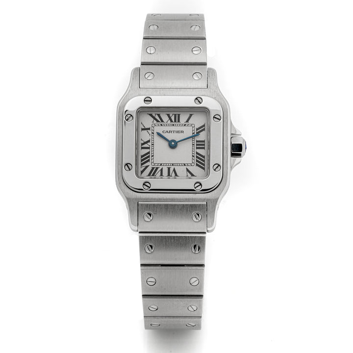 Cartier Santos Galbée 24 mm Stainless Steel 1565 Off-white  Dial | Roman Numerals hour markers, Screw Set bezel
