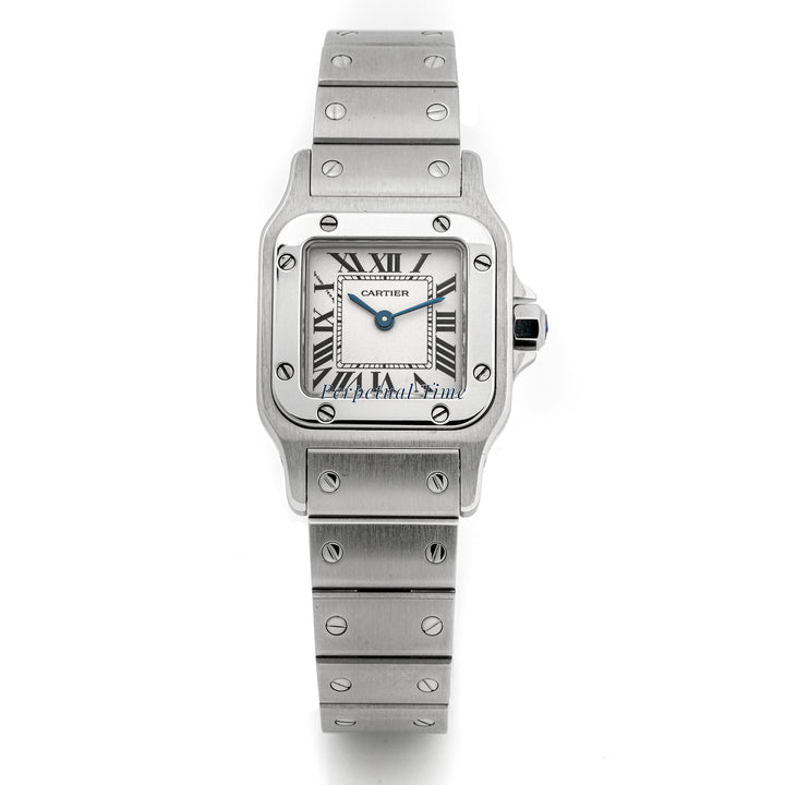 Cartier Santos Galbée 24 mm Stainless Steel 1565 Off-white  Dial | Roman Numerals hour markers, Screw Set bezel