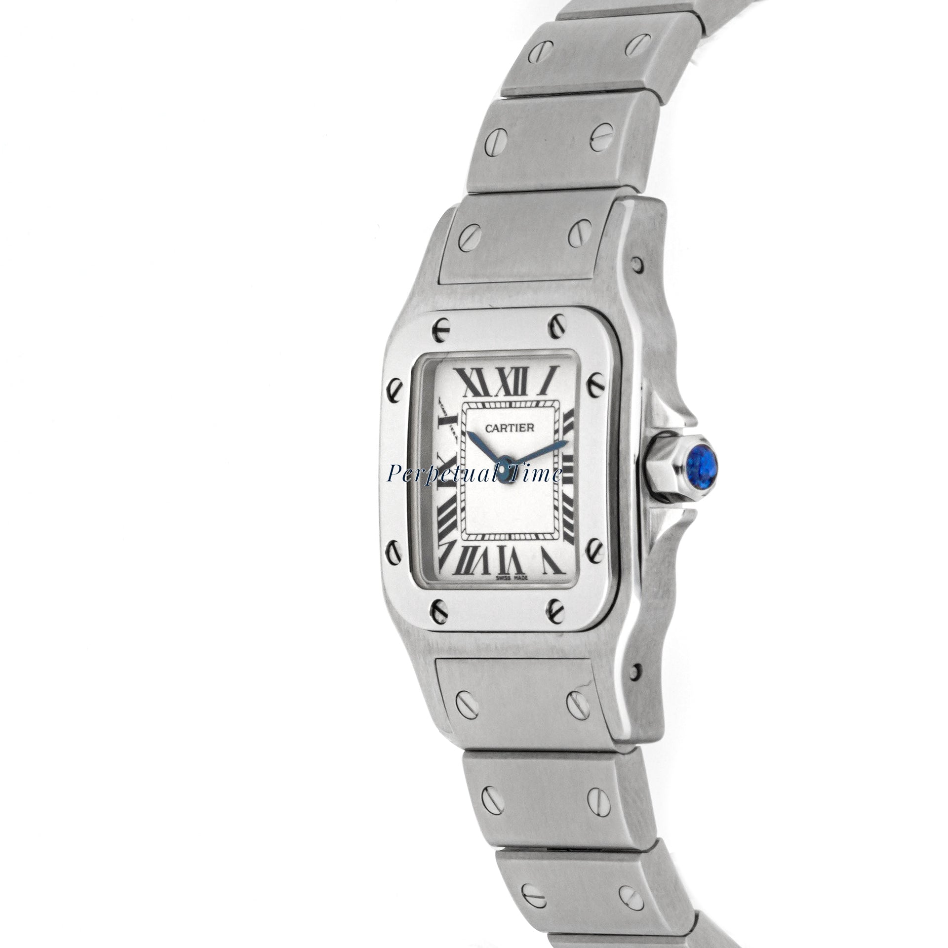 Cartier Santos Galbée 24 mm Stainless Steel 1565 Off-white  Dial | Roman Numerals hour markers, Screw Set bezel