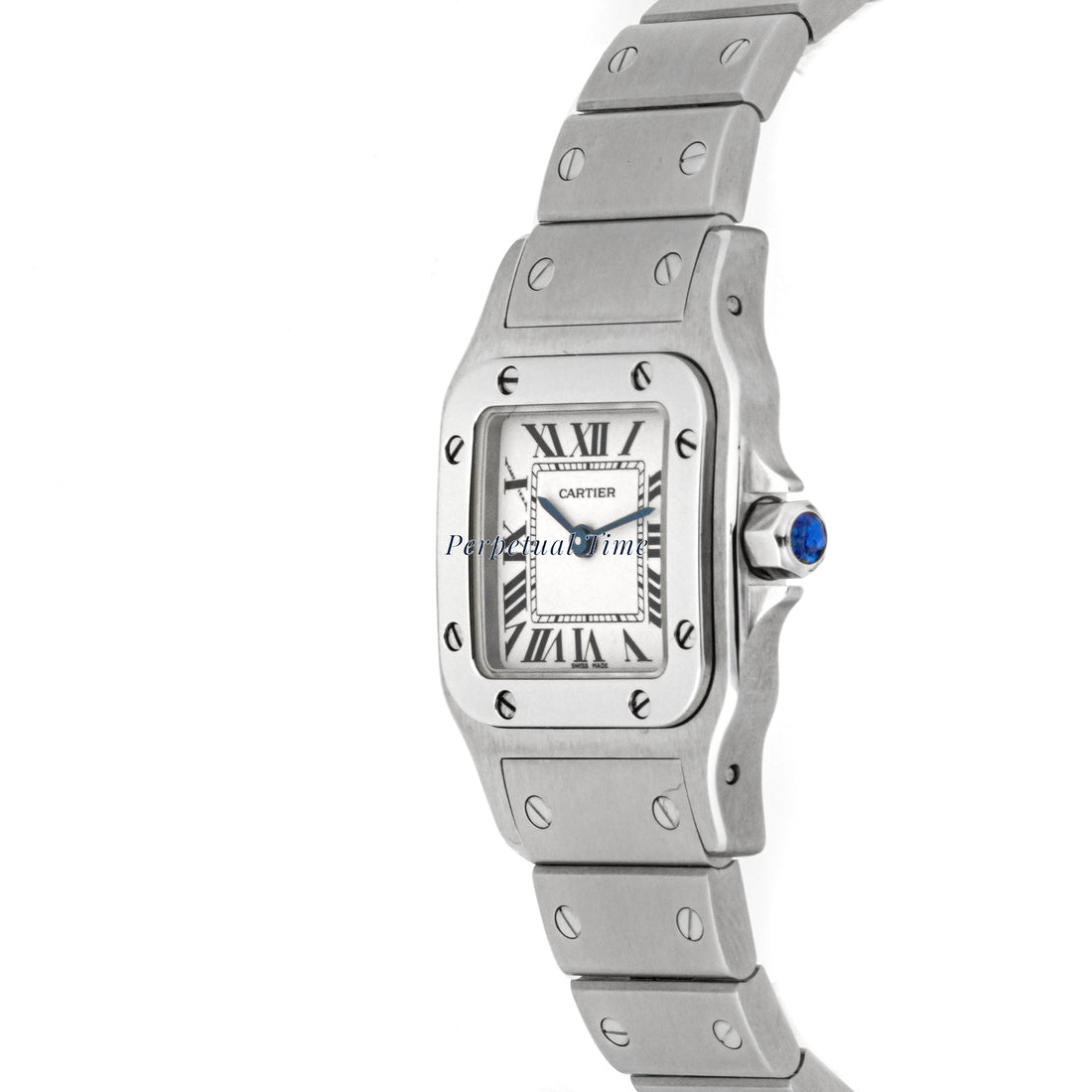 Cartier Santos Galbée 24 mm Stainless Steel 1565 Off-white  Dial | Roman Numerals hour markers, Screw Set bezel