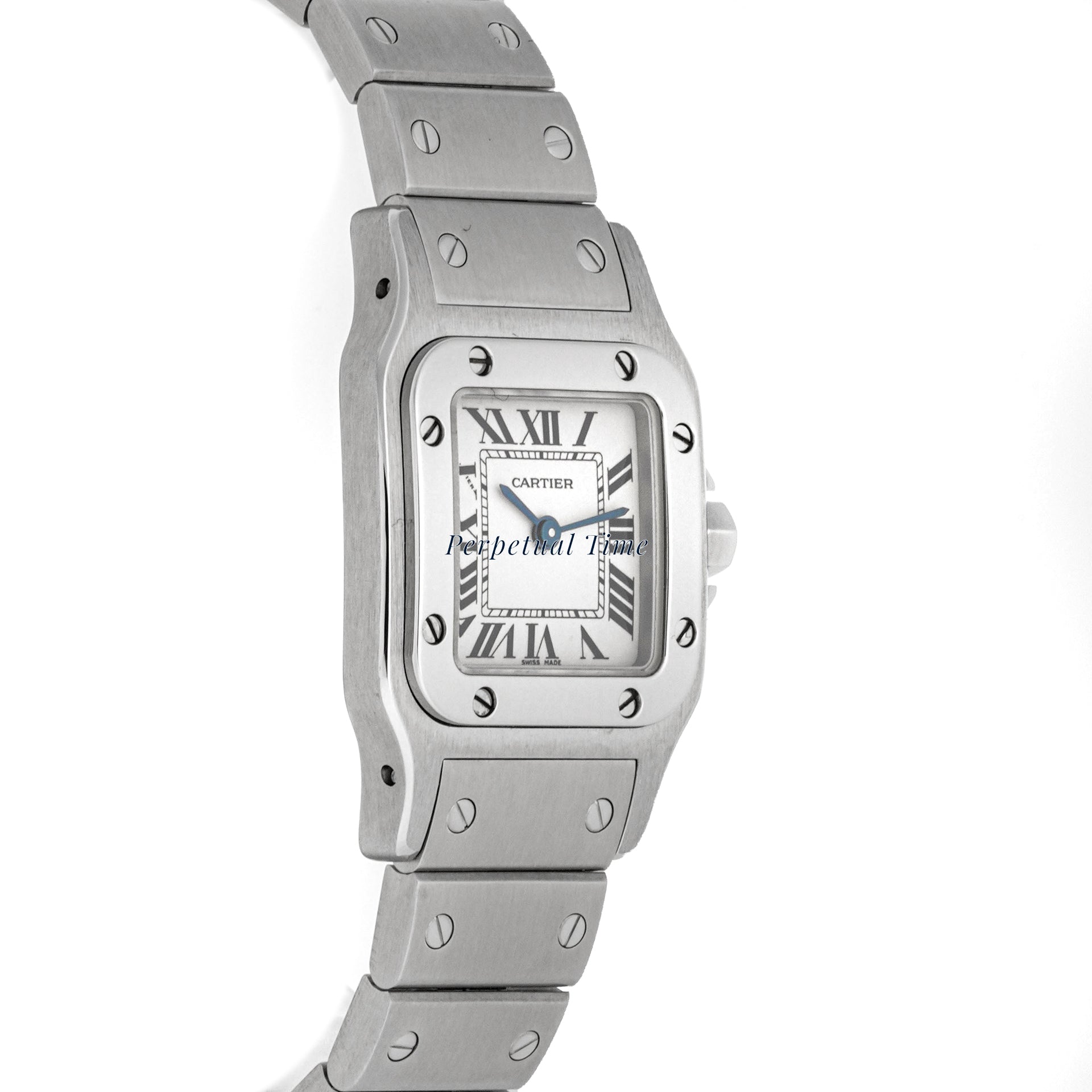 Cartier Santos Galbée 24 mm Stainless Steel 1565 Off-white  Dial | Roman Numerals hour markers, Screw Set bezel