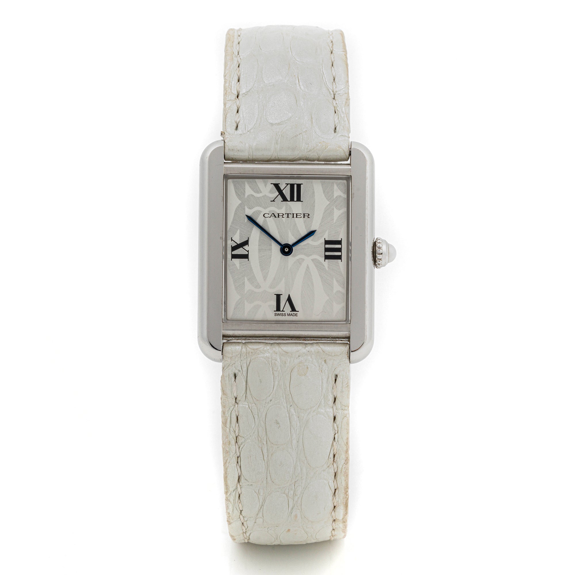 Cartier Tank Solo 24 x 31 mm Stainless Steel 2716 Silver  Dial | Roman Numerals hour markers, Smooth bezel