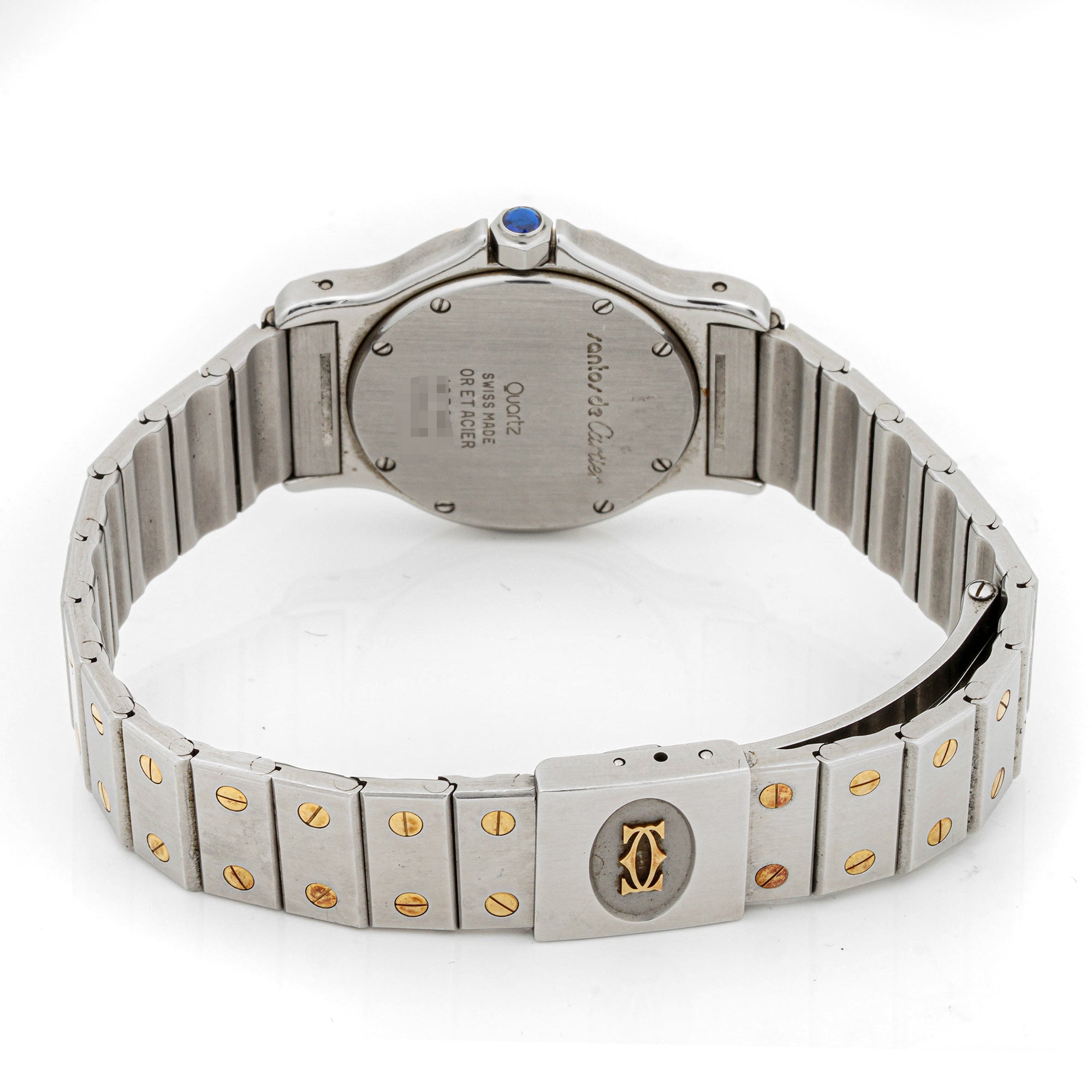 Cartier Santos Ronde 30 mm Stainless Steel & Yellow Gold 187902 Off-white  Dial | Roman Numerals hour markers, Smooth bezel