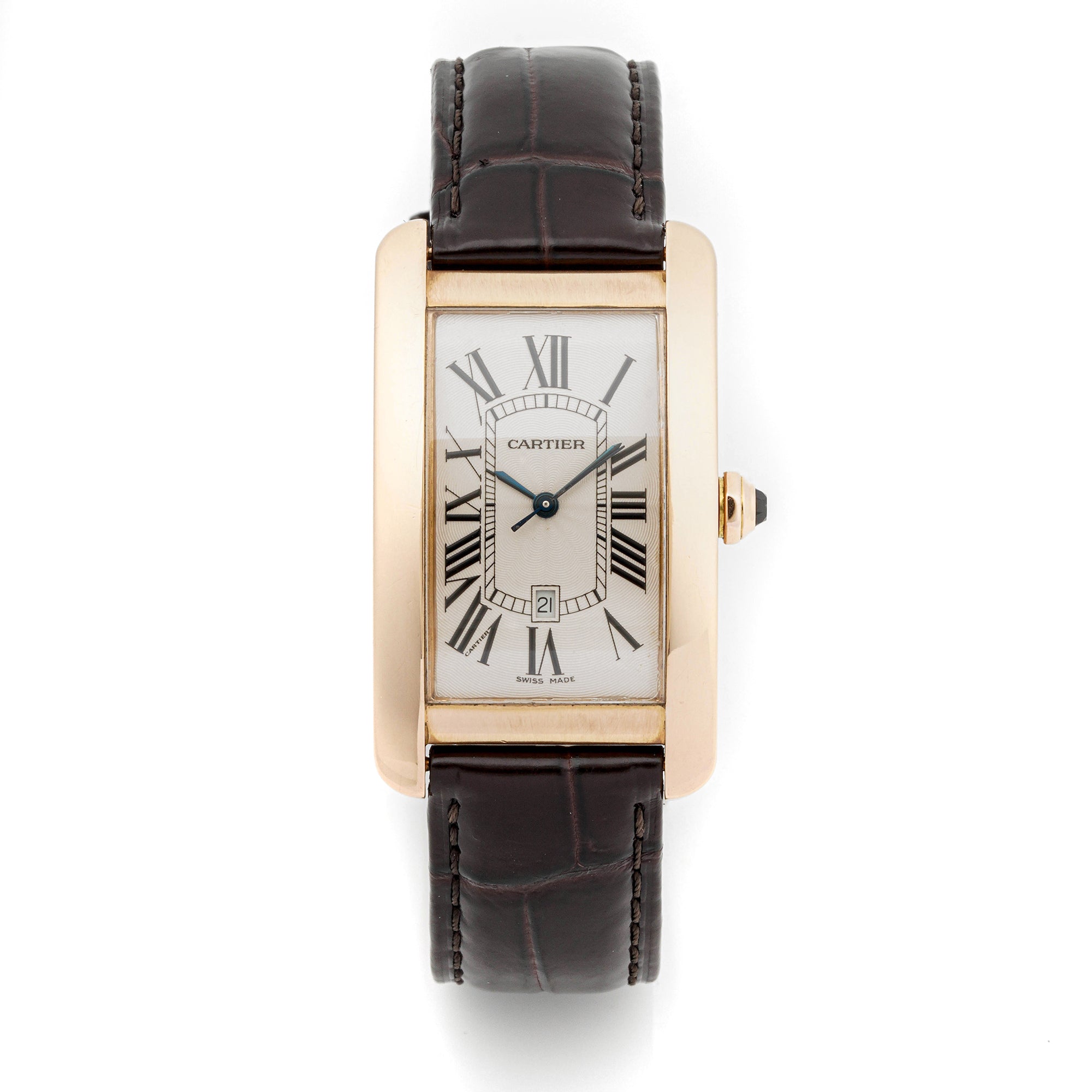 Cartier Tank Américaine 27 mm x 45 mm Rose Gold 2505 Off-white  Dial | Roman Numerals hour markers, Smooth bezel