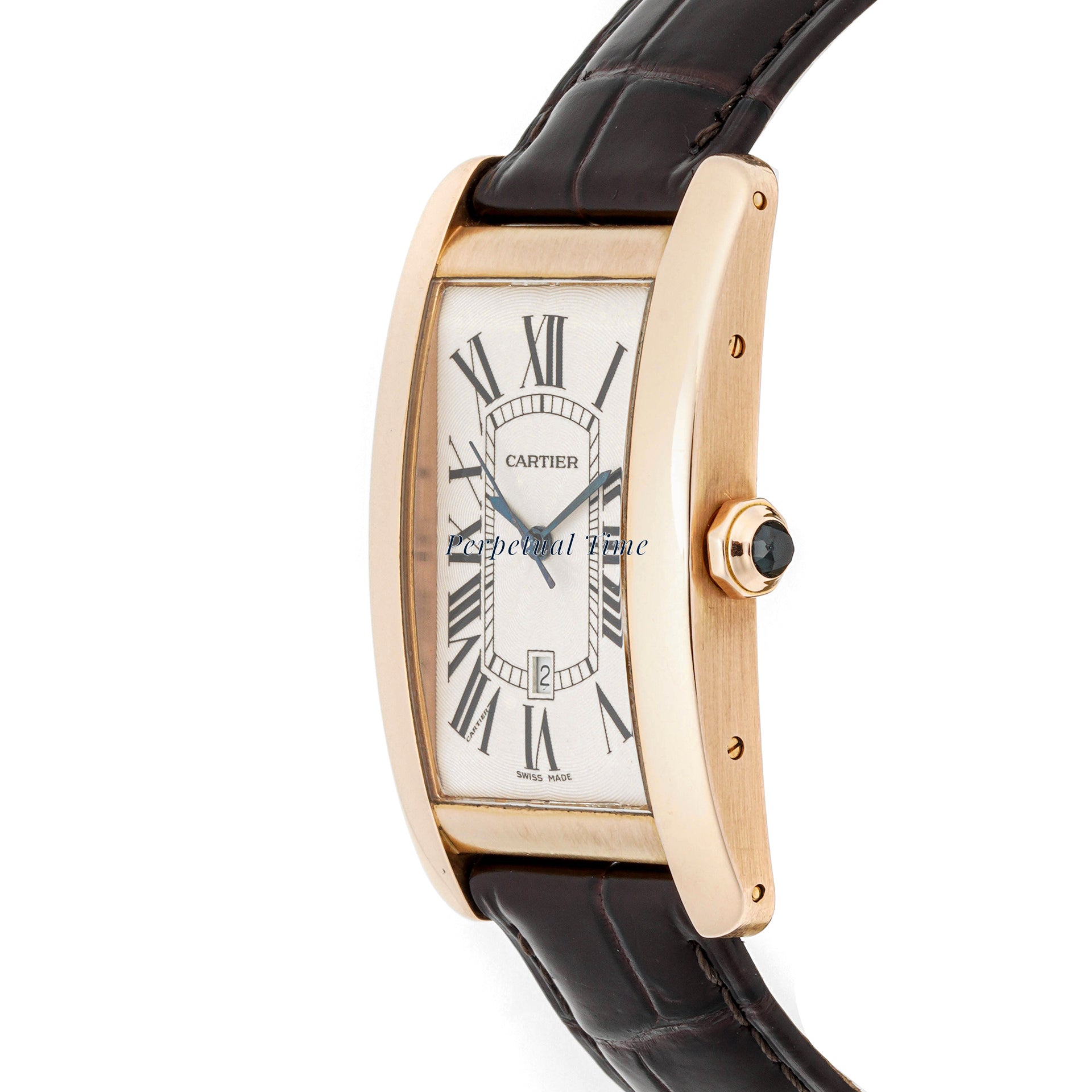 Cartier Tank Américaine 27 mm x 45 mm Rose Gold 2505 Off-white  Dial | Roman Numerals hour markers, Smooth bezel