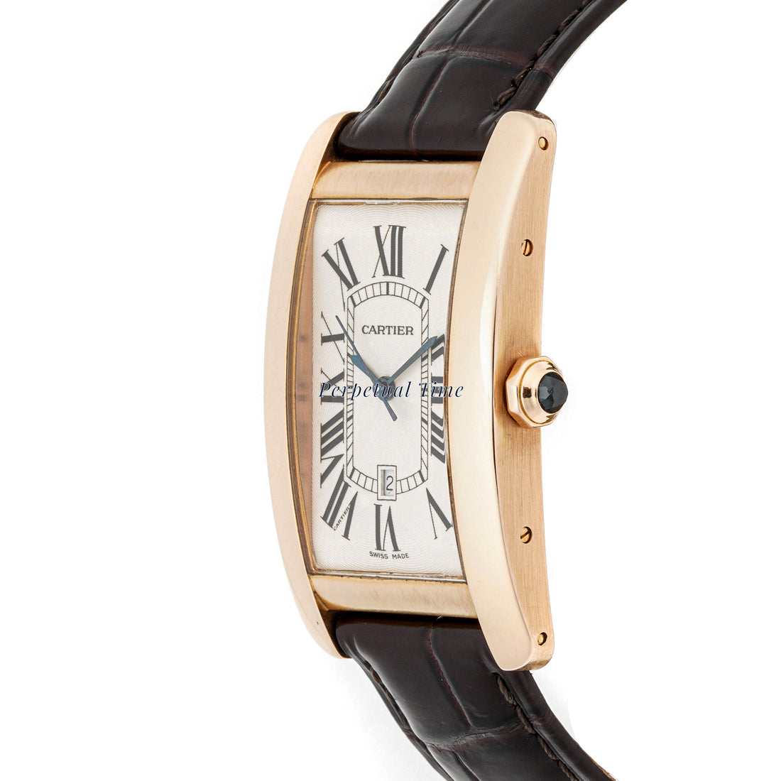 Cartier Tank Américaine 27 mm x 45 mm Rose Gold 2505 Off-white  Dial | Roman Numerals hour markers, Smooth bezel