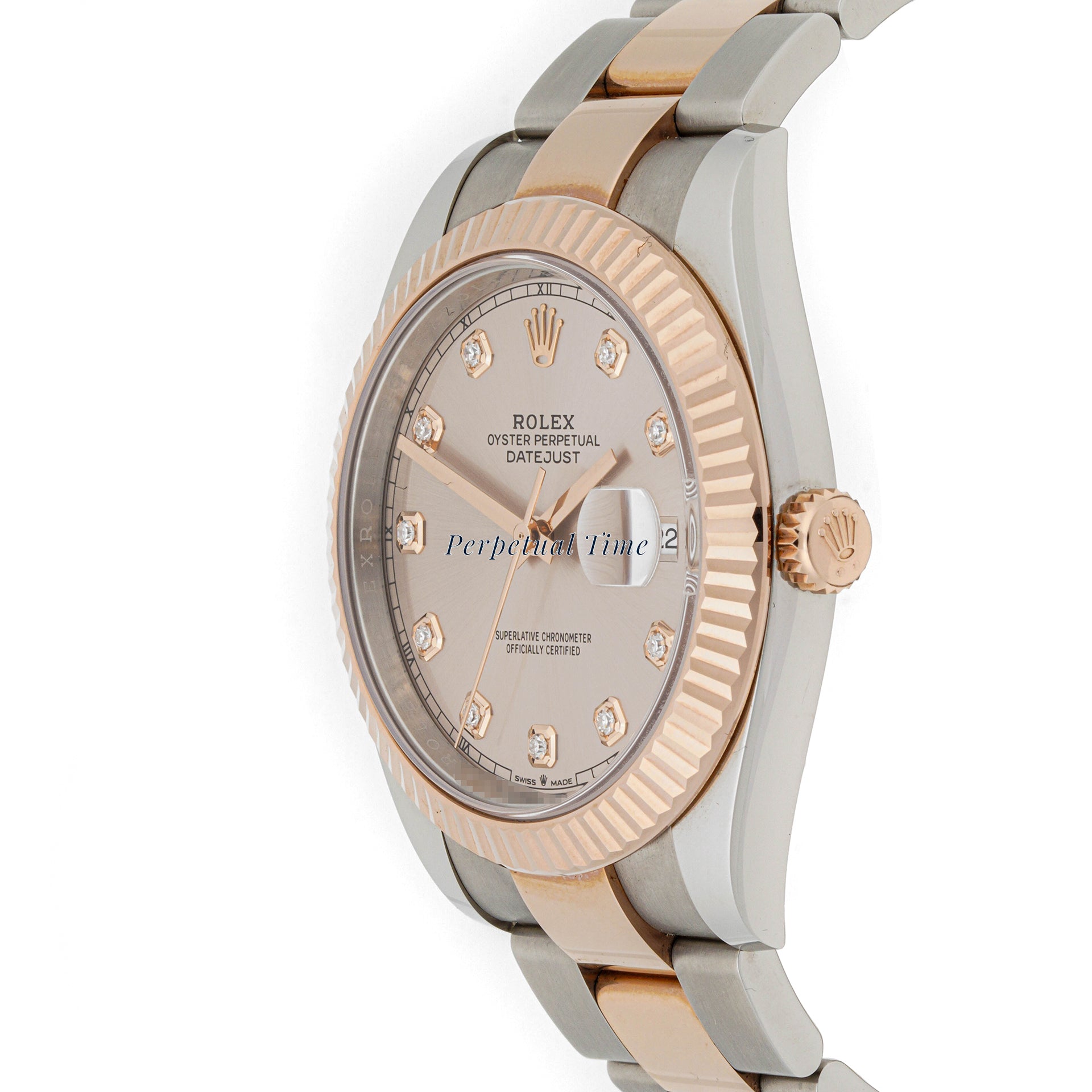 Rolex Datejust  41mm Stainless Steel & Rose Gold 126331 Champagne  Dial | Diamond hour markers, Fluted bezel