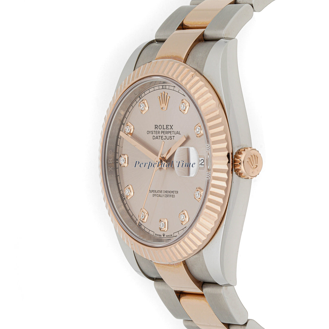 Rolex Datejust  41mm Stainless Steel & Rose Gold 126331 Champagne  Dial | Diamond hour markers, Fluted bezel