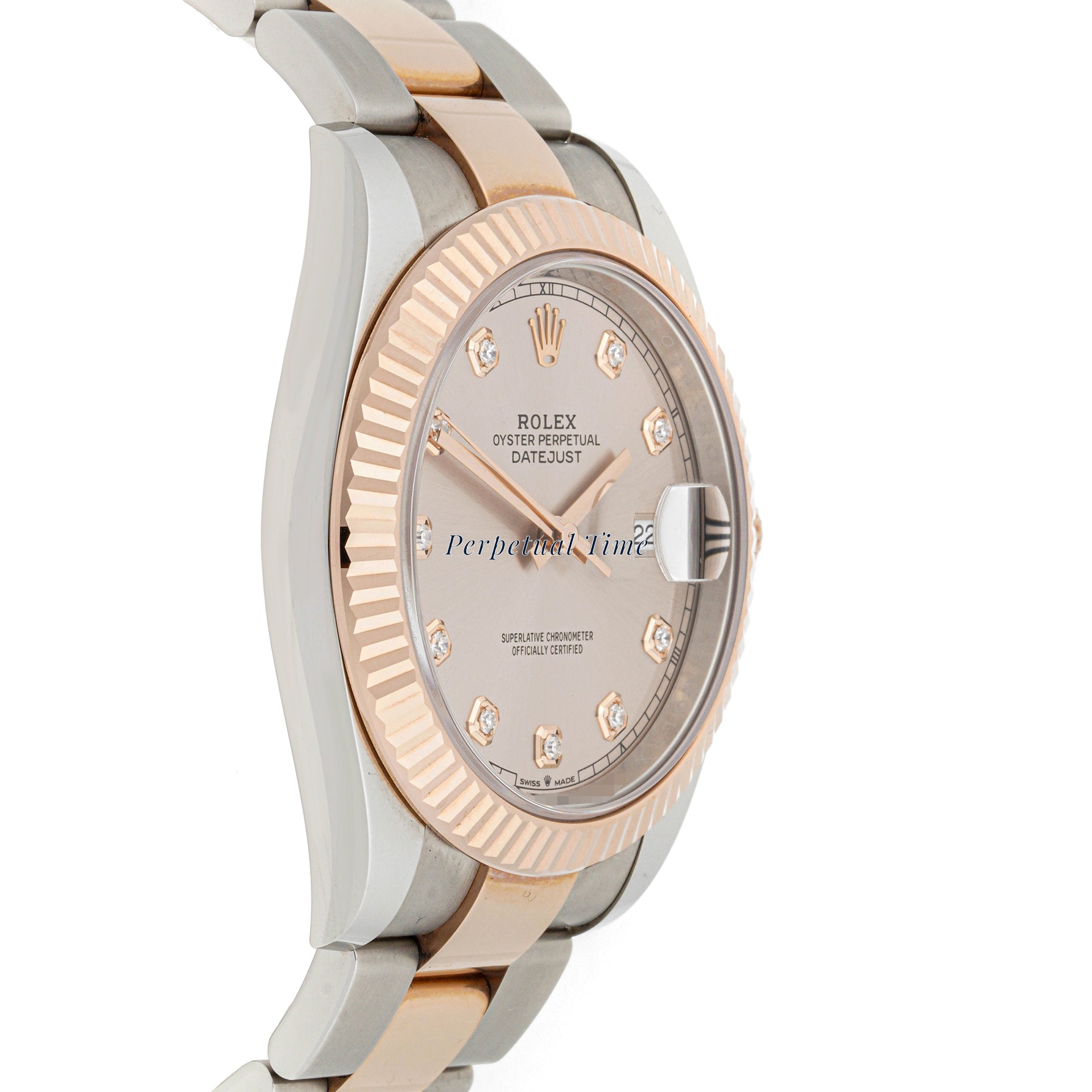 Rolex Datejust  41mm Stainless Steel & Rose Gold 126331 Champagne  Dial | Diamond hour markers, Fluted bezel