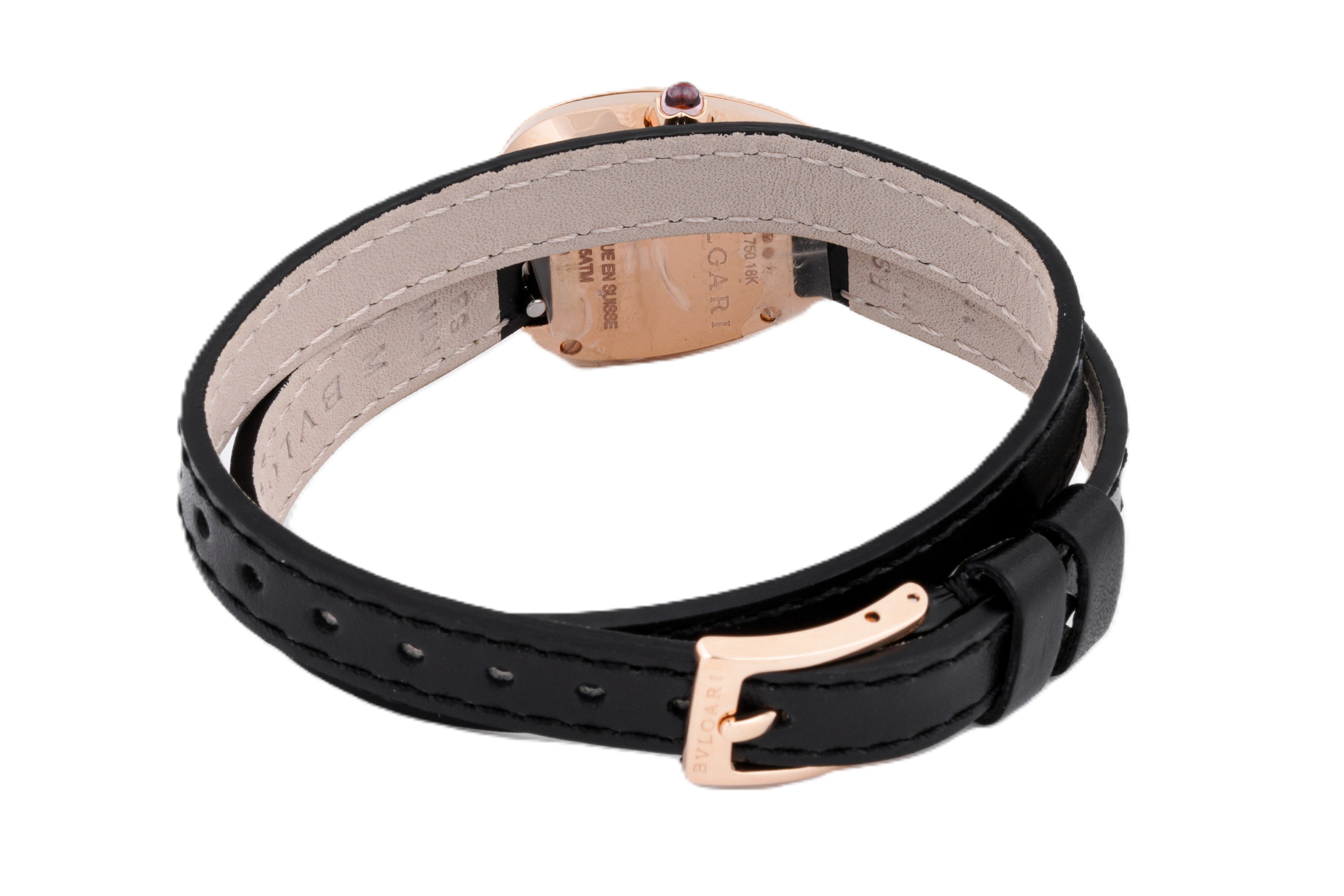 BVLAGARI SERPINTINE ROSE GOLD | GREEN DIAL | BLACK LEATHER STRAP|