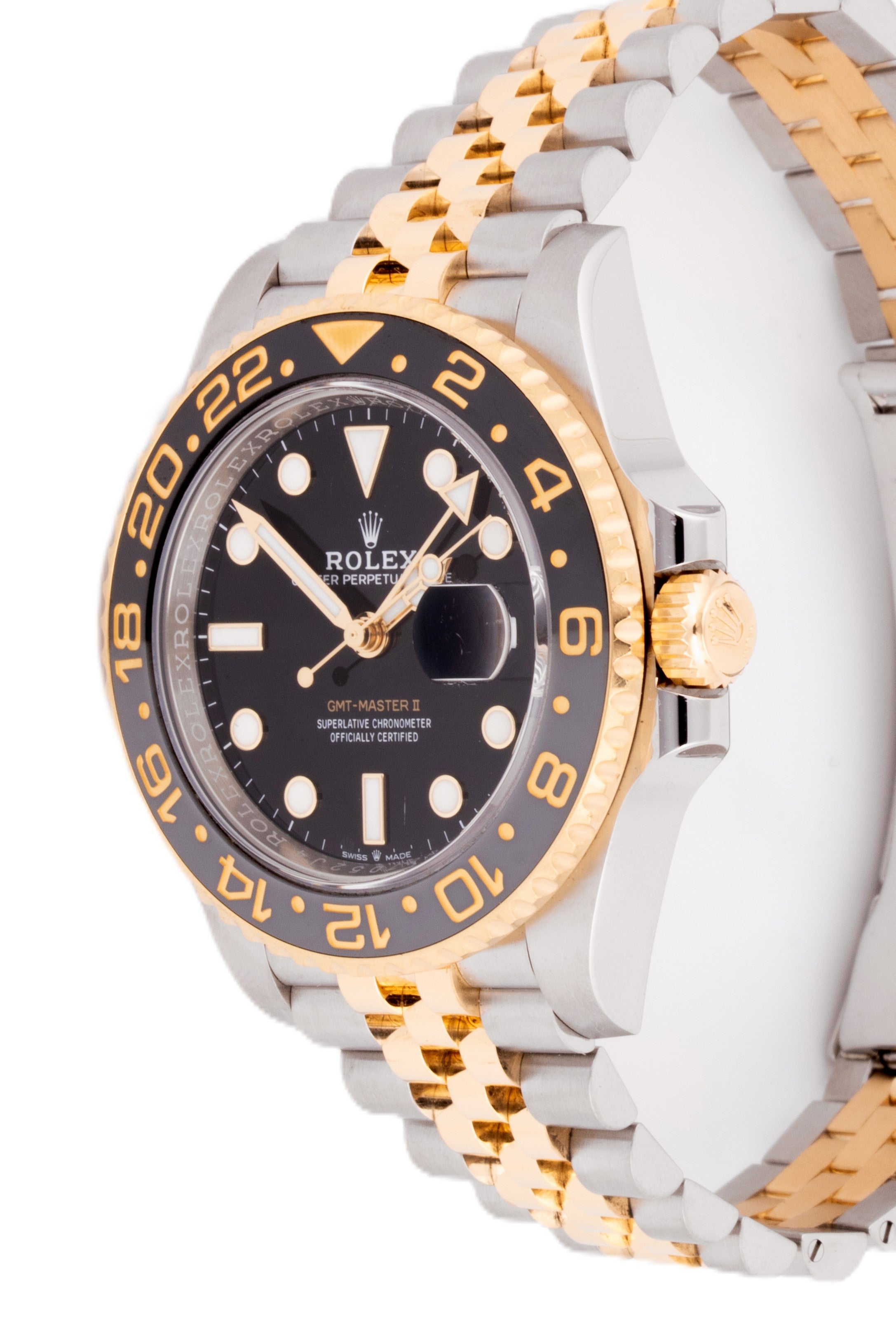 Rolex GMT Master II 41mm STAINLESS STEEL & YELLOW GOLD 126713GRNR Black Dial | Luminus Hour Markers | Ceramic Bezel