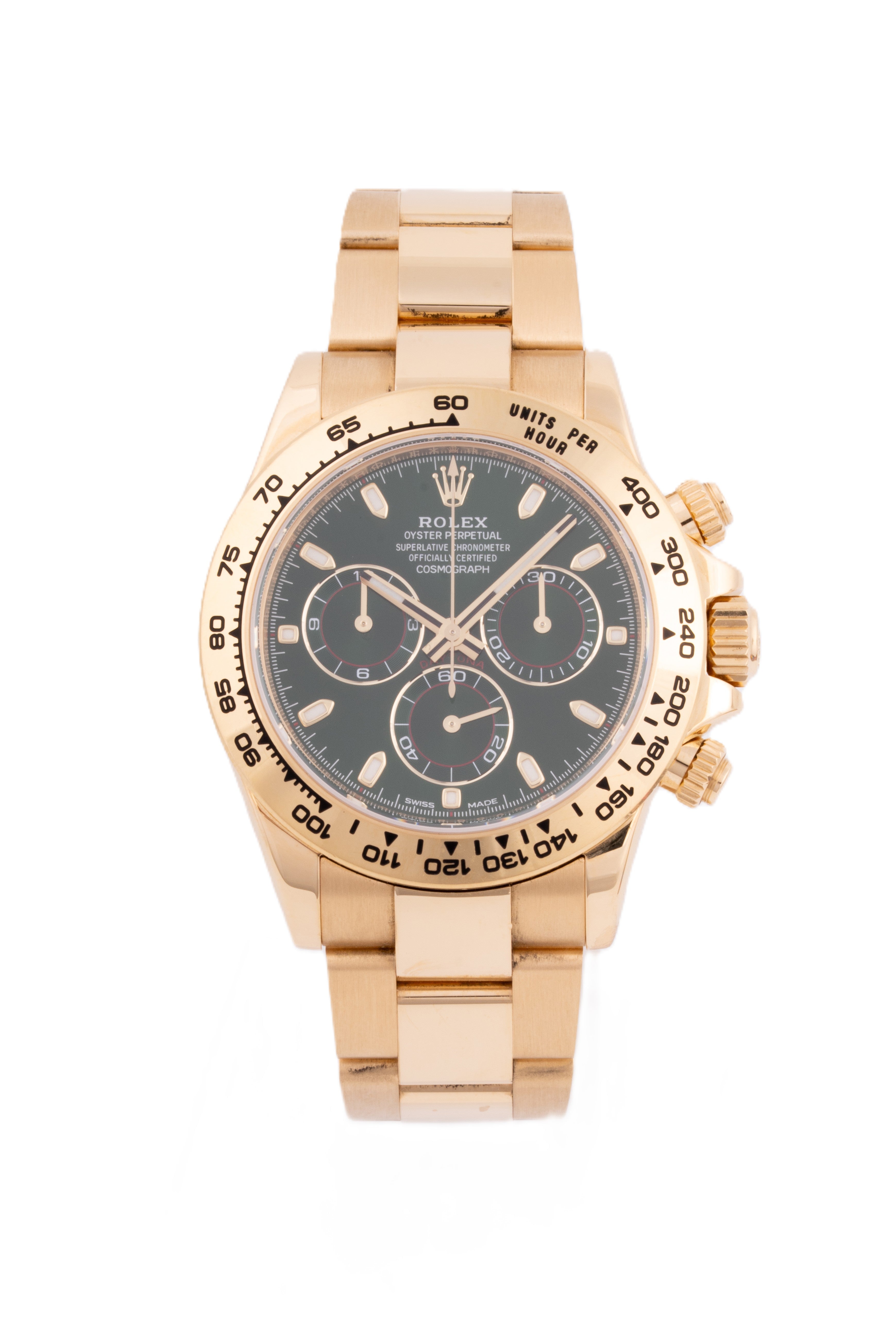 ROLEX DAYTONA YELLOW GOLD JOHN MAYER 116508 | GREEN DIAL| OYSTER BAND
