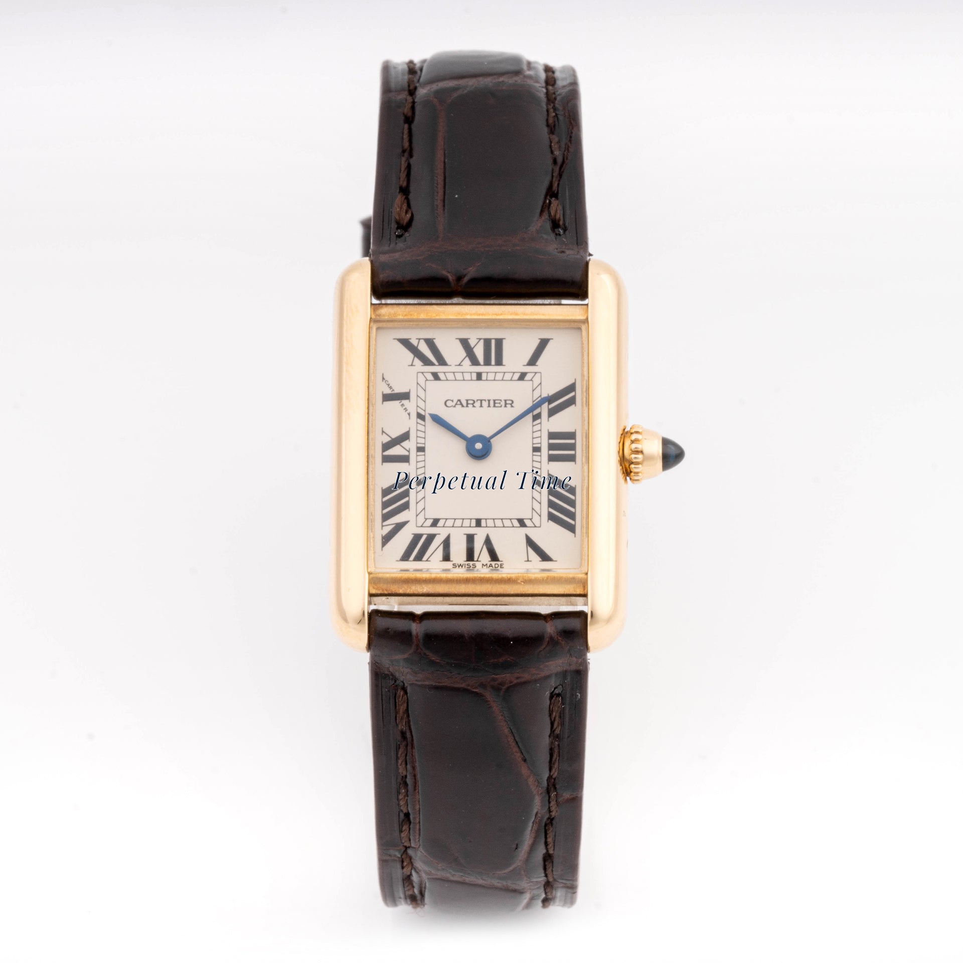 Cartier Tank Louis 22 mm Yellow Gold 2442 White  Dial | Roman Numerals hour markers, Smooth bezel