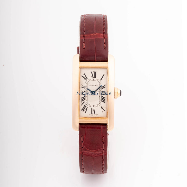 Cartier Tank Americaine Silver Roman Dial on Brown Leather Strap W2601556