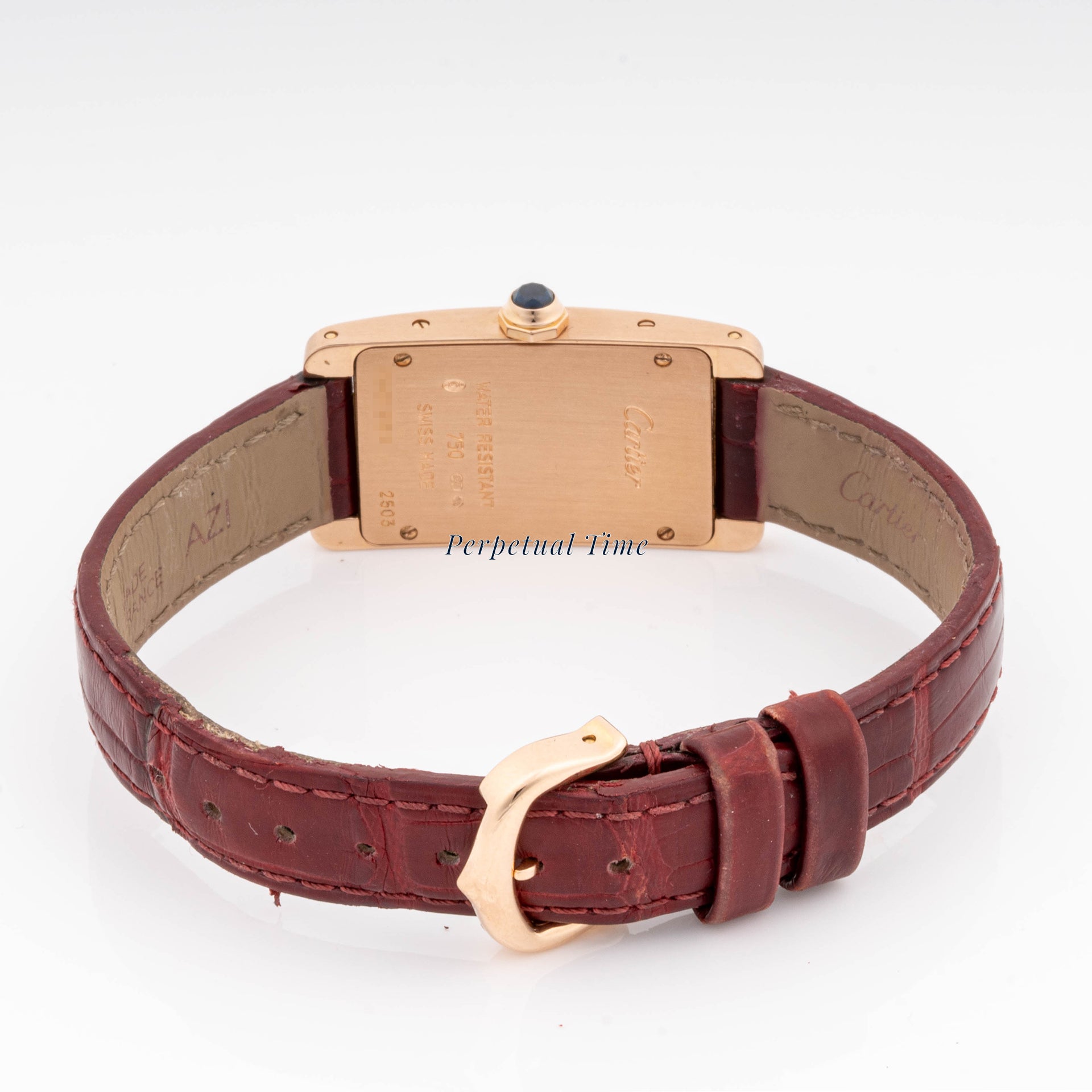 Cartier Tank Americaine Silver Roman Dial on Brown Leather Strap band W2601556