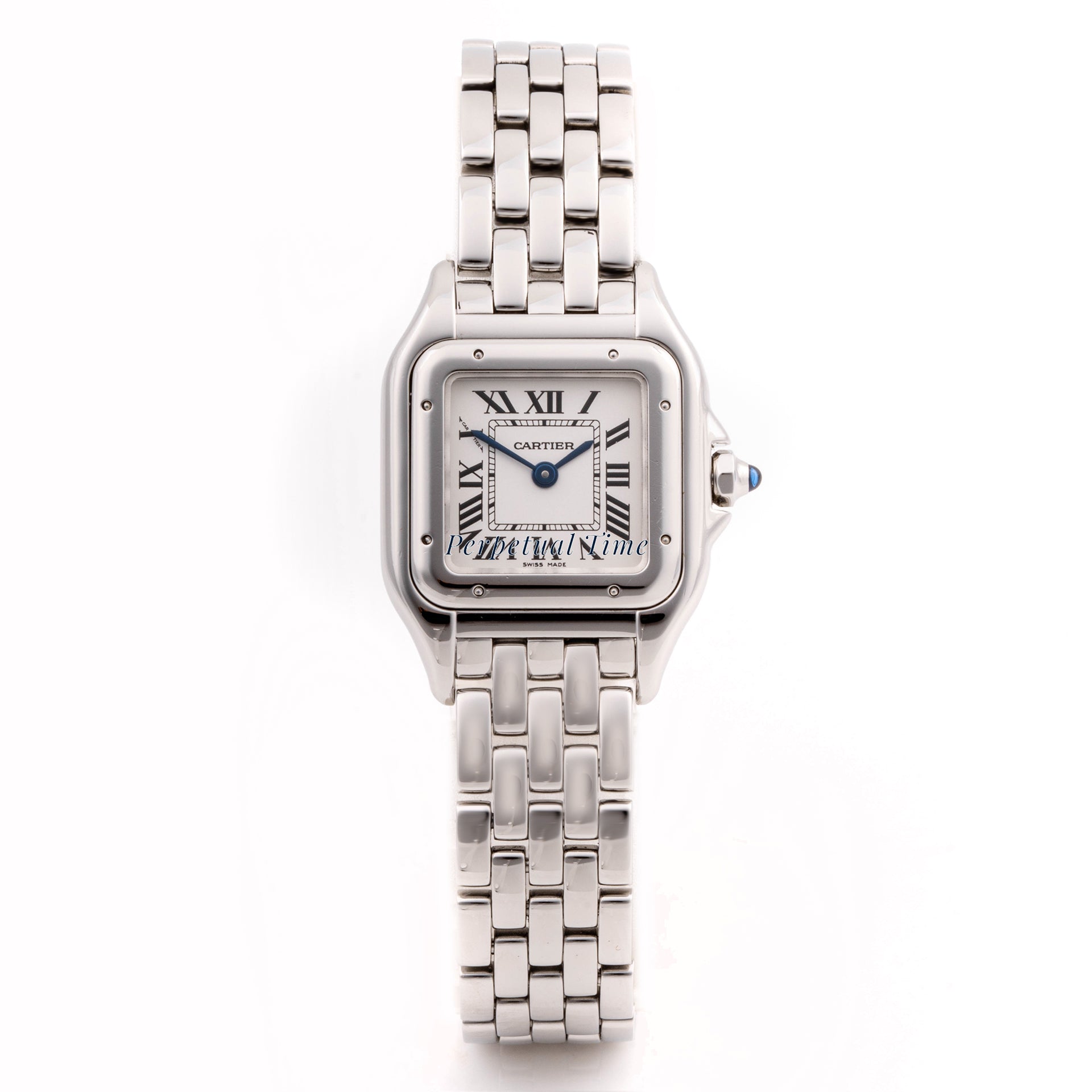 Cartier Panthère 23 mm x 30 mm Stainless Steel 4022 White  Dial | Roman Numerals hour markers, Smooth bezel