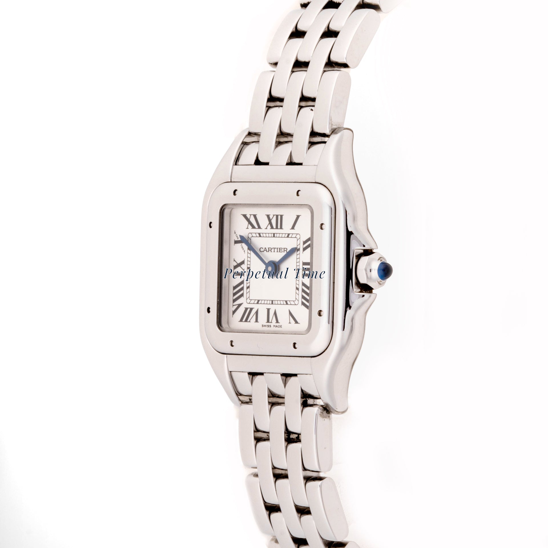 Cartier Panthère 23 mm x 30 mm Stainless Steel 4022 White  Dial | Roman Numerals hour markers, Smooth bezel