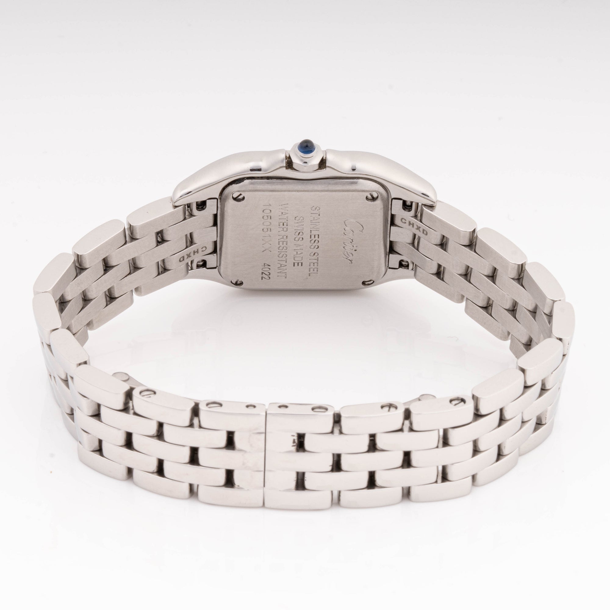 Cartier Panthère 23 mm x 30 mm Stainless Steel 4022 White  Dial | Roman Numerals hour markers, Smooth bezel