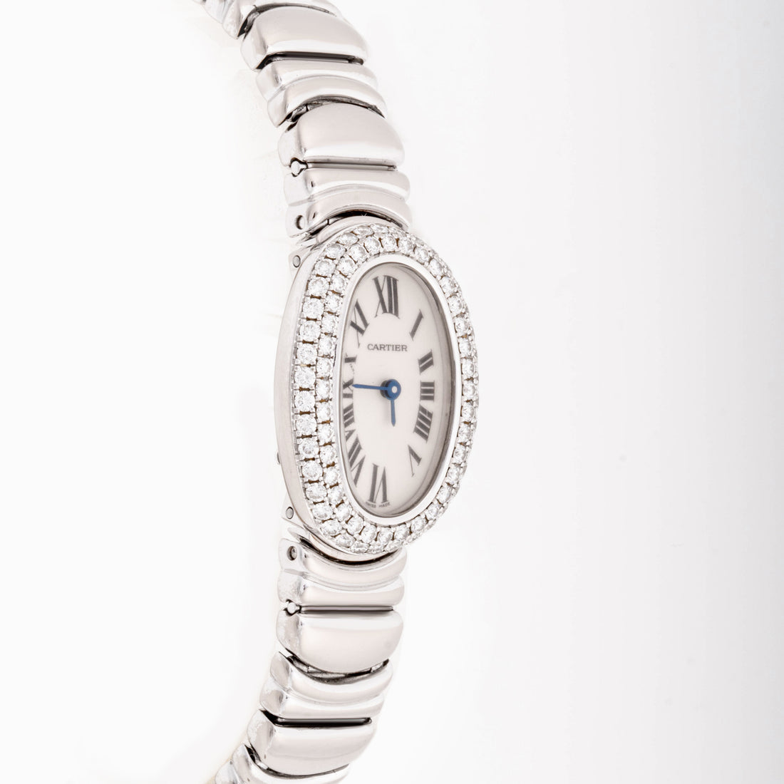 Cartier Baignoire Mini 18mm x 24mm White Gold 2369 Mother of Pearl  Dial | Diamond Numerals hour markers, Diamond bezel
