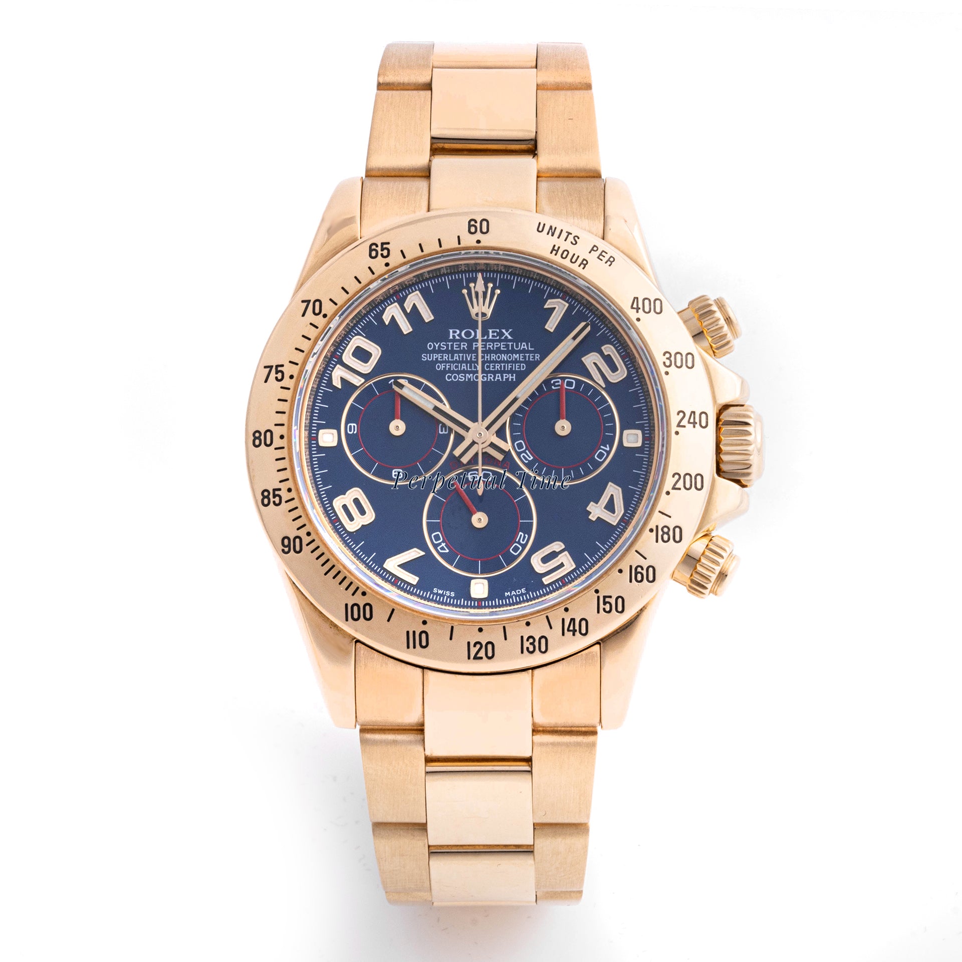 Rolex Daytona 40mm Yellow Gold 116528 |BLUE RACING DIAL | OYSTER BAND |