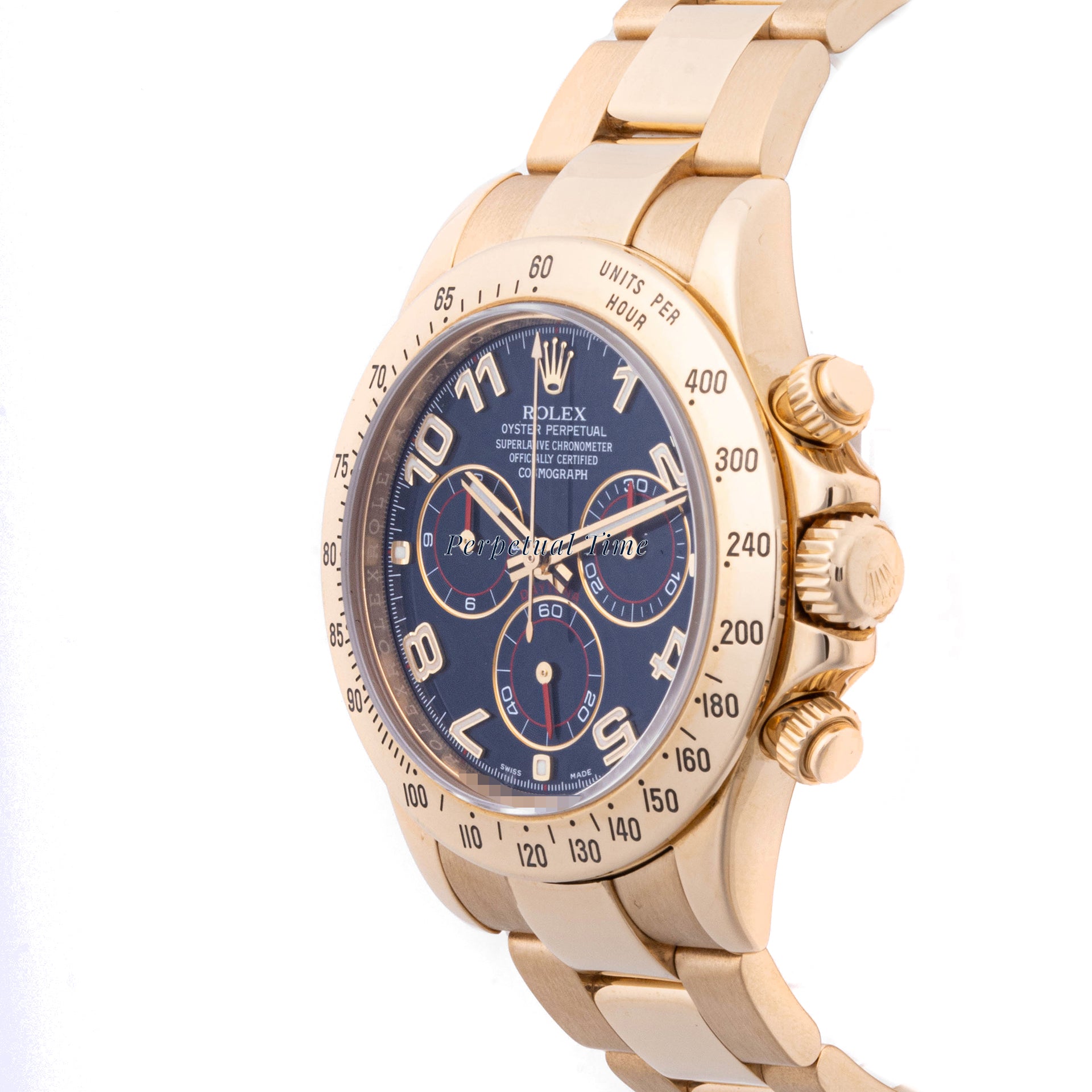 Rolex Daytona 40mm Yellow Gold 116528 |BLUE RACING DIAL | OYSTER BAND |