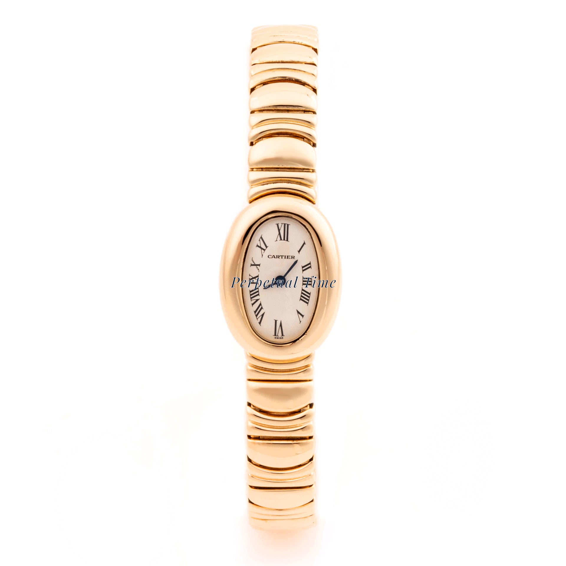 Cartier Baignoire 18mm Yellow Gold 1960 White  Dial | Roman Numerals hour markers, Smooth bezel