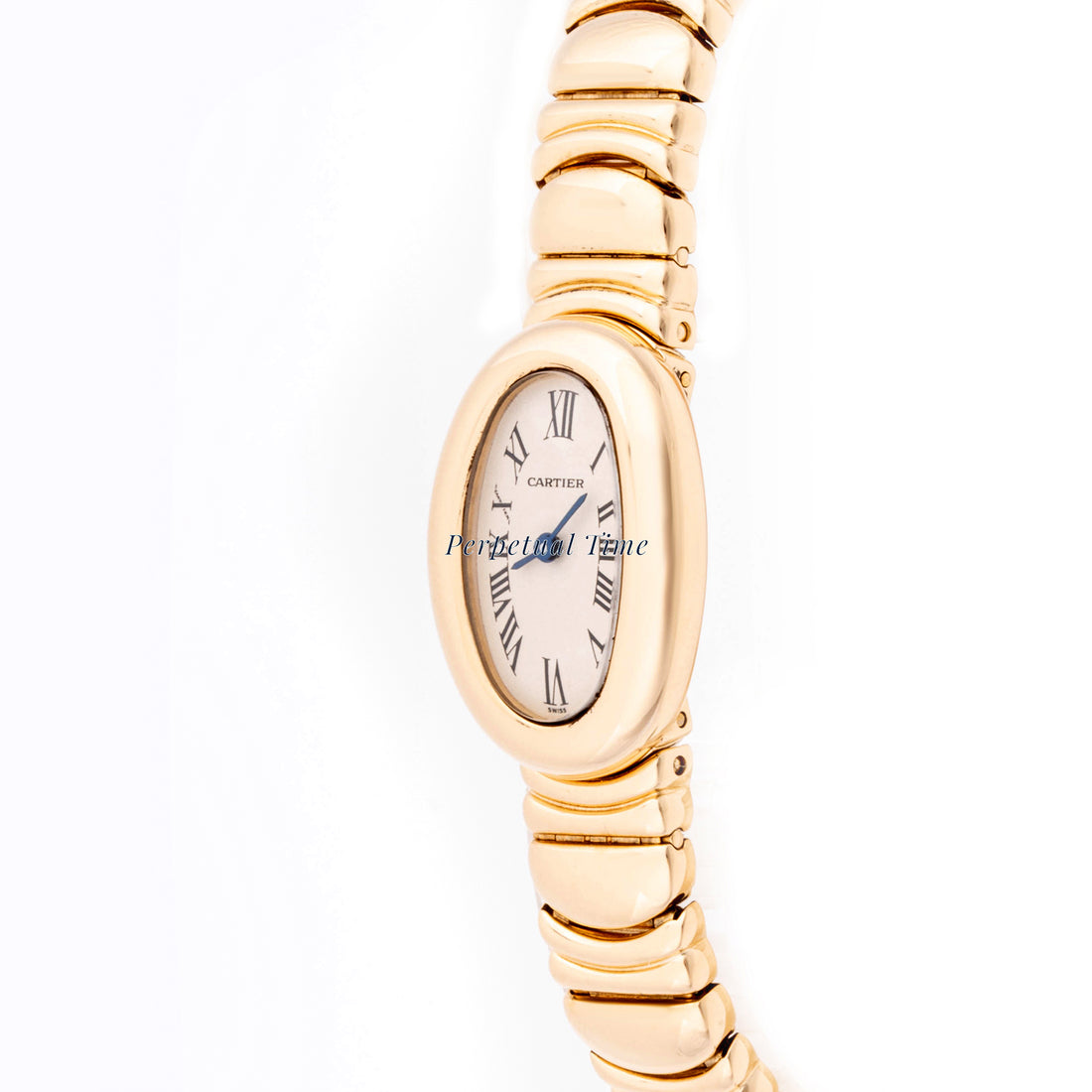 Cartier Baignoire 18mm Yellow Gold 1960 White  Dial | Roman Numerals hour markers, Smooth bezel