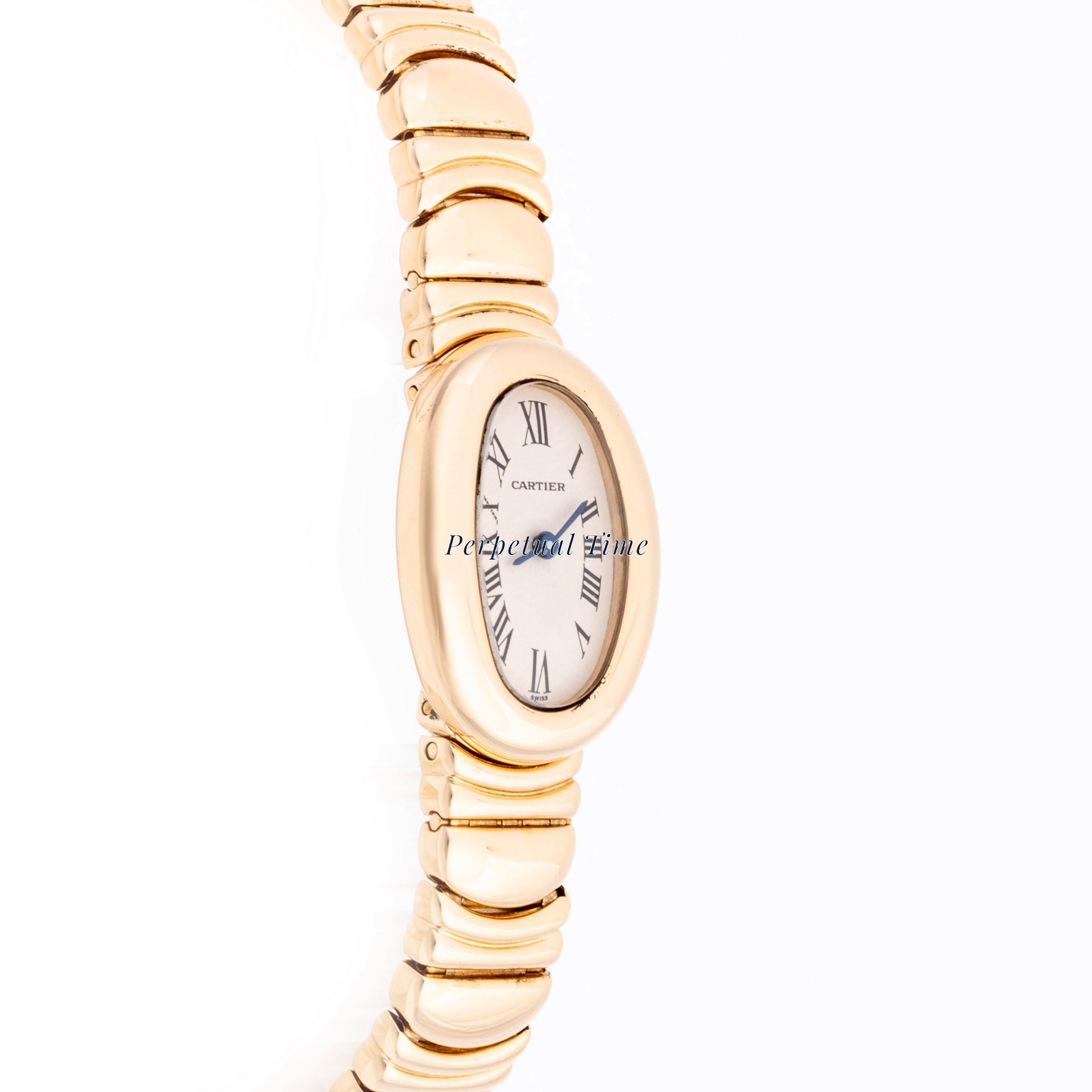 Cartier Baignoire 18mm Yellow Gold 1960 White  Dial | Roman Numerals hour markers, Smooth bezel