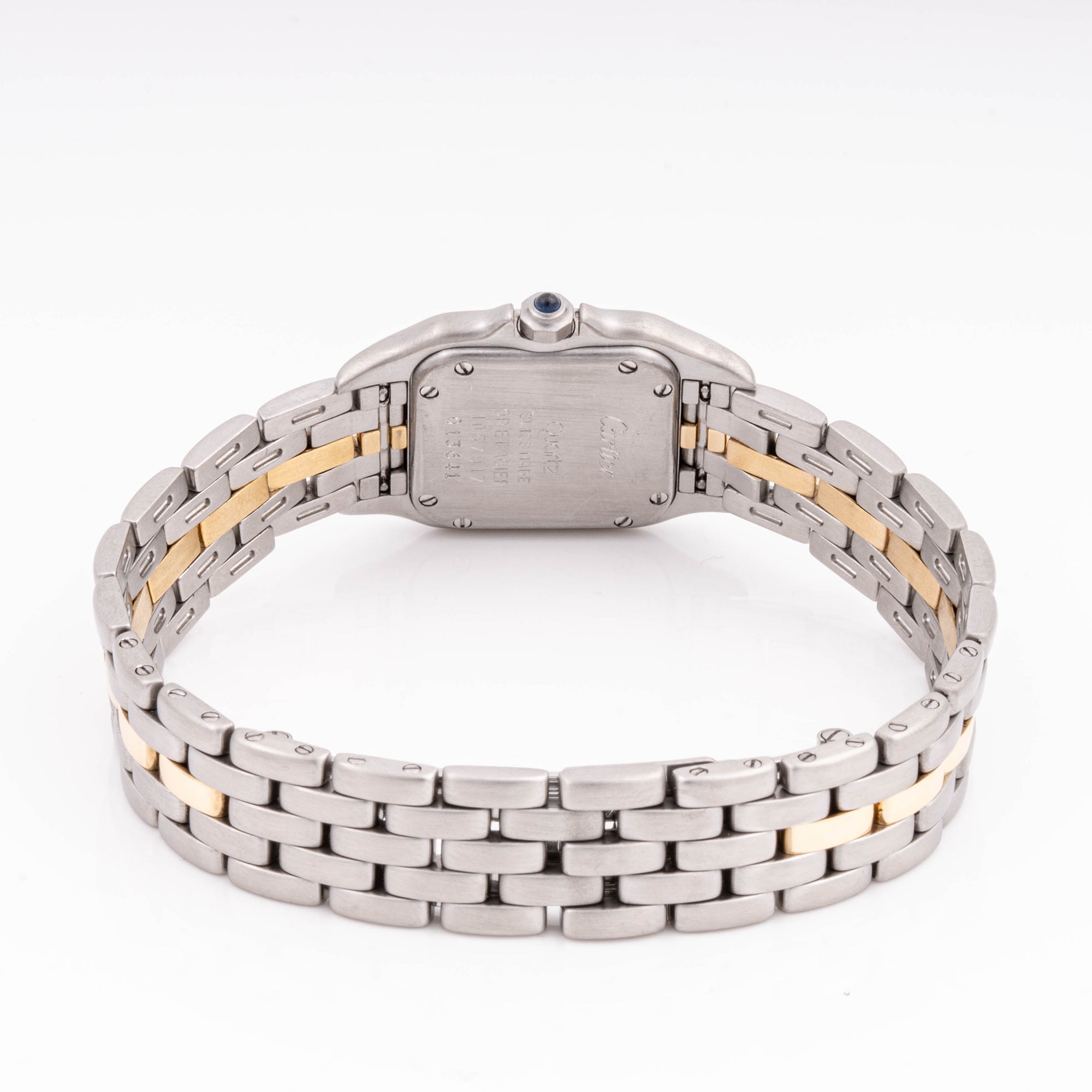 Cartier Panthère 22 mm x 29 mm Stainless Steel & Yellow Gold 1057917 Off-white  Dial | Roman Numerals hour markers, Smooth bezel